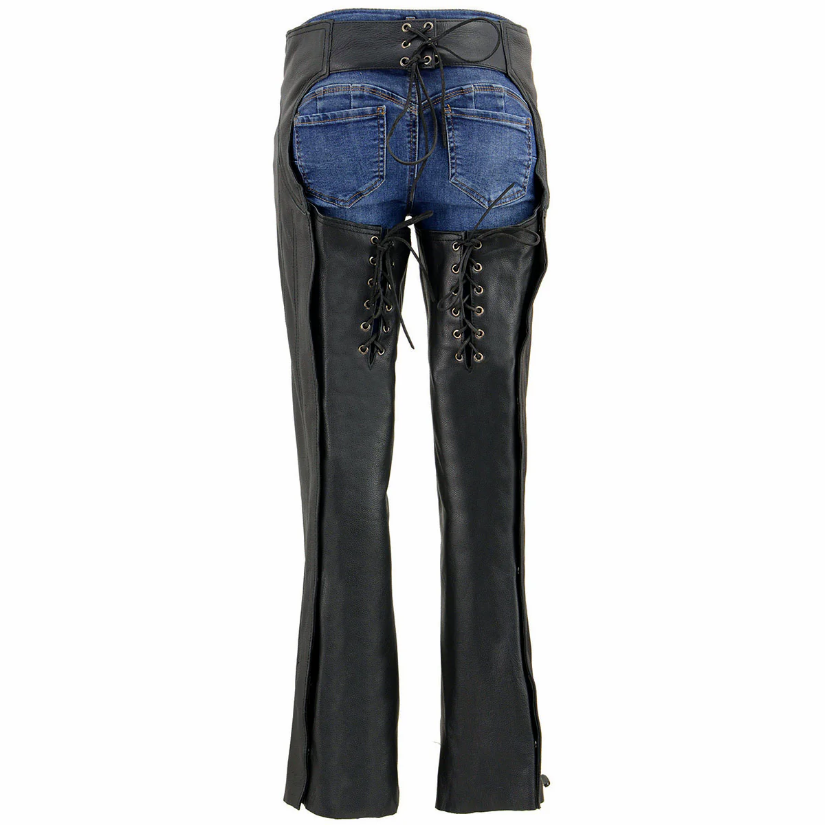 Milwaukee Leather Chaps for Women Black Low-Rise Waist- Double Buckle Reflective Embroidery Motorcycle Chap- ML1187 2 Milwaukee Leather Chaps for Women Black Low-Rise Waist- Double Buckle Reflective Embroidery Motorcycle Chap- ML1187