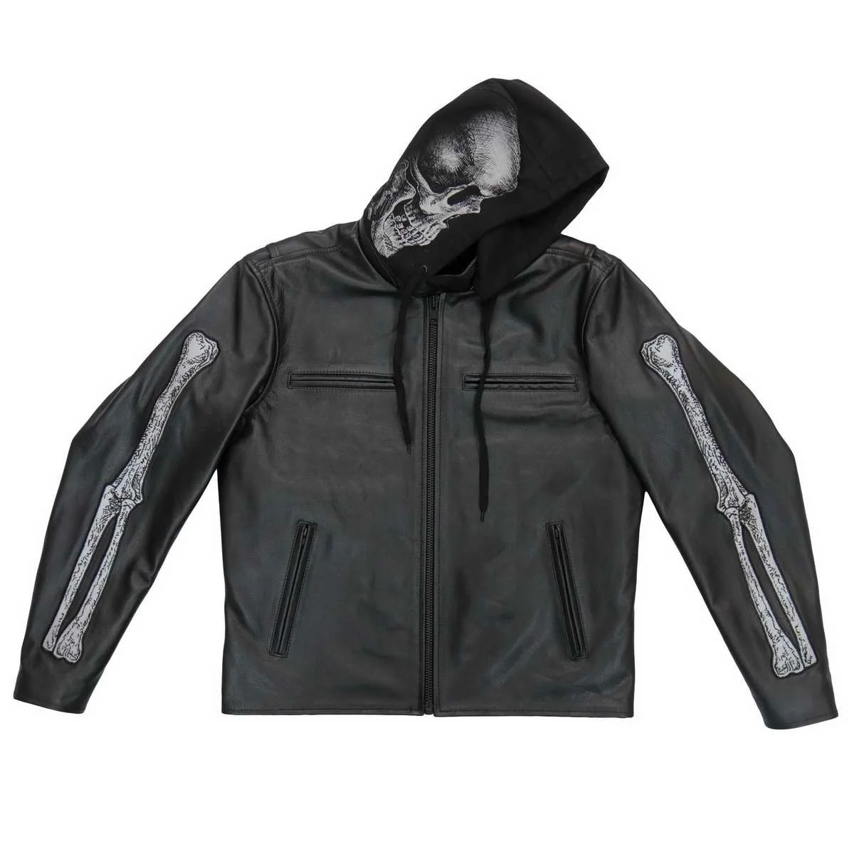 Hot Leathers JKM1031 Men’s ‘Skull and Bones’ Leather Jacket with Flannel Lining 14 Hot Leathers JKM1031 Men’s ‘Skull and Bones’ Leather Jacket with Flannel Lining