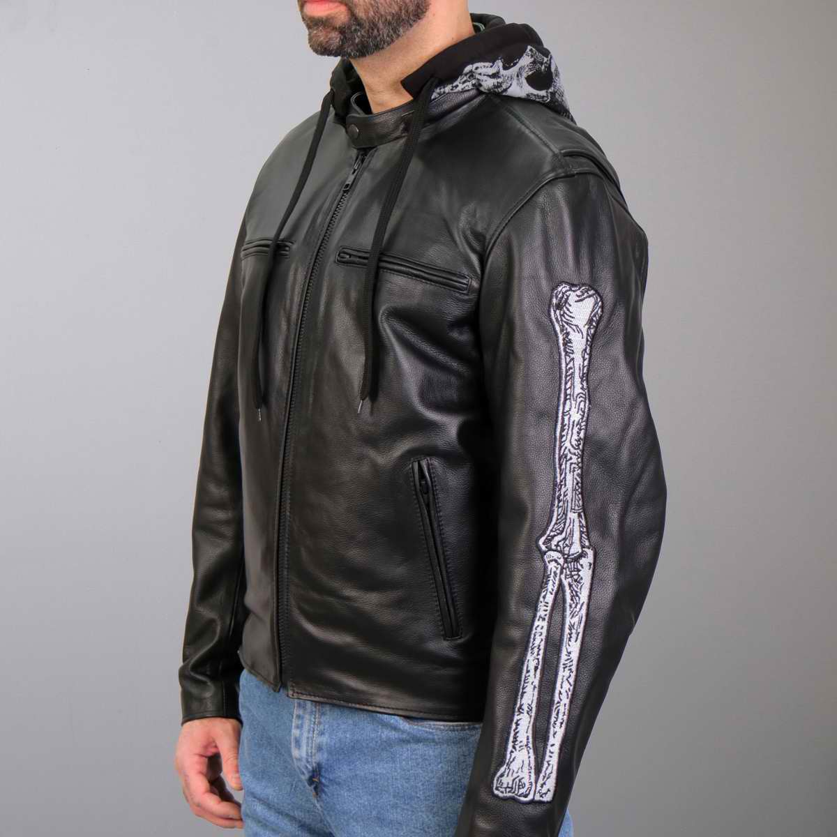 Hot Leathers JKM1031 Men’s ‘Skull and Bones’ Leather Jacket with Flannel Lining 4 Hot Leathers JKM1031 Men’s ‘Skull and Bones’ Leather Jacket with Flannel Lining