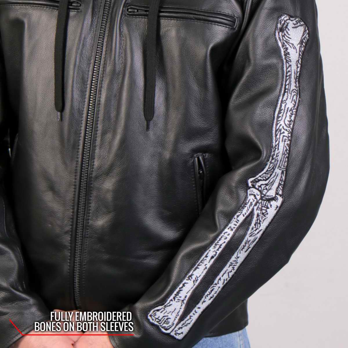 Hot Leathers JKM1031 Men’s ‘Skull and Bones’ Leather Jacket with Flannel Lining 6 Hot Leathers JKM1031 Men’s ‘Skull and Bones’ Leather Jacket with Flannel Lining