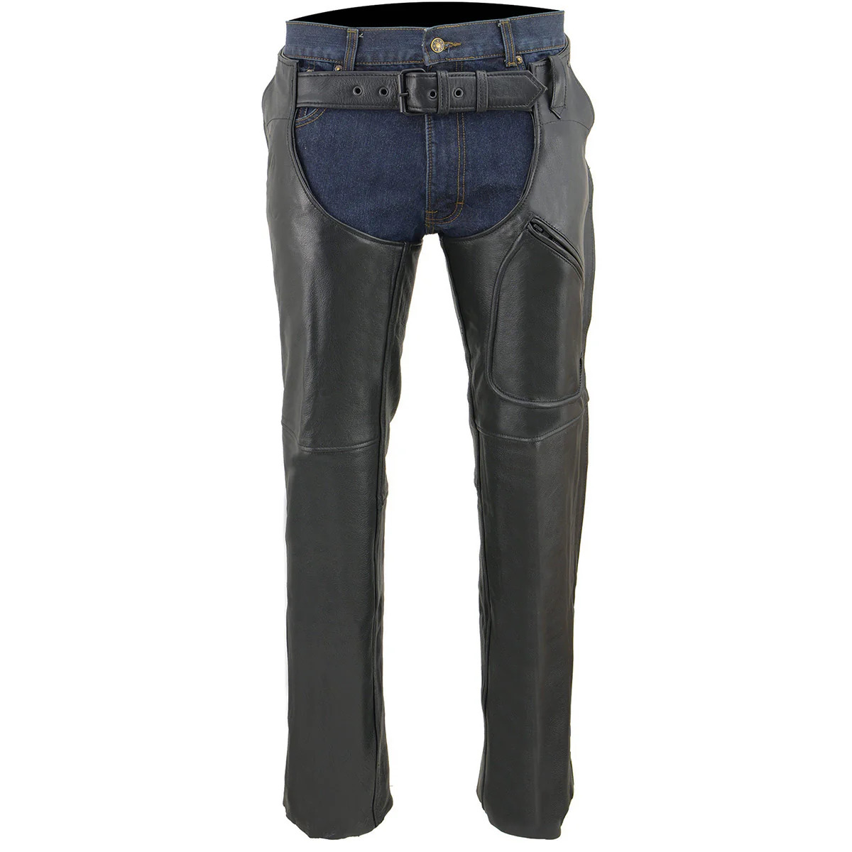 Milwaukee Leather Chaps for Men's Black Leather 3-Front Pockets- Thigh Patch Pocket Motorcycle Riders Chap- LKM5780 4 Milwaukee Leather Chaps for Men's Black Leather 3-Front Pockets- Thigh Patch Pocket Motorcycle Riders Chap- LKM5780