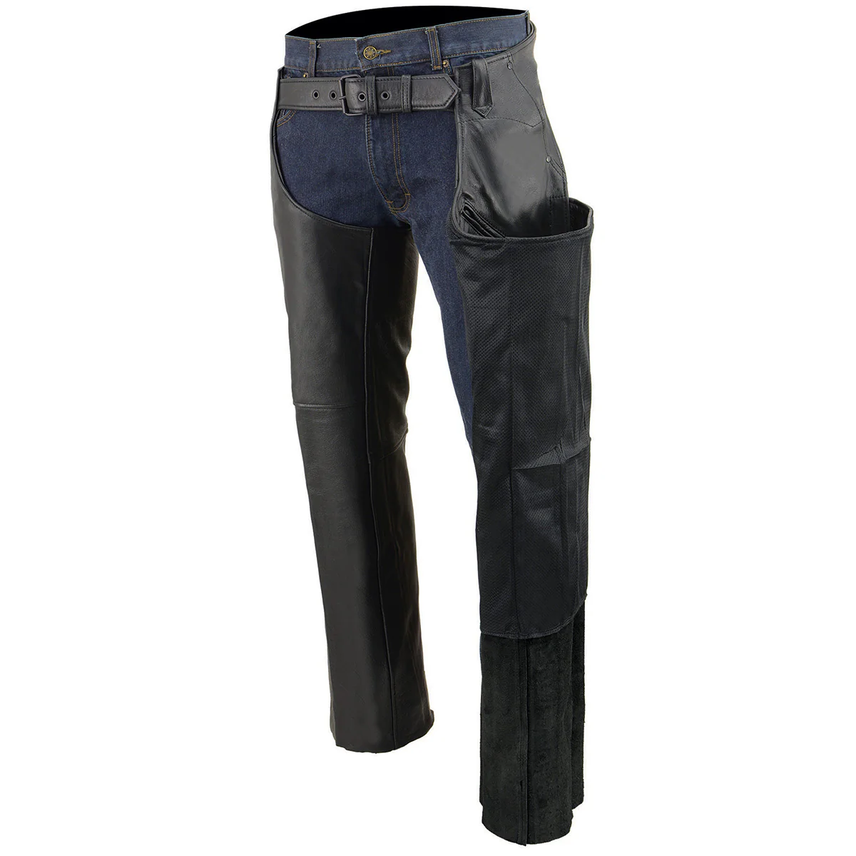 Milwaukee Leather Chaps for Men's Black Leather 3-Front Pockets- Thigh Patch Pocket Motorcycle Riders Chap- LKM5780 6 Milwaukee Leather Chaps for Men's Black Leather 3-Front Pockets- Thigh Patch Pocket Motorcycle Riders Chap- LKM5780