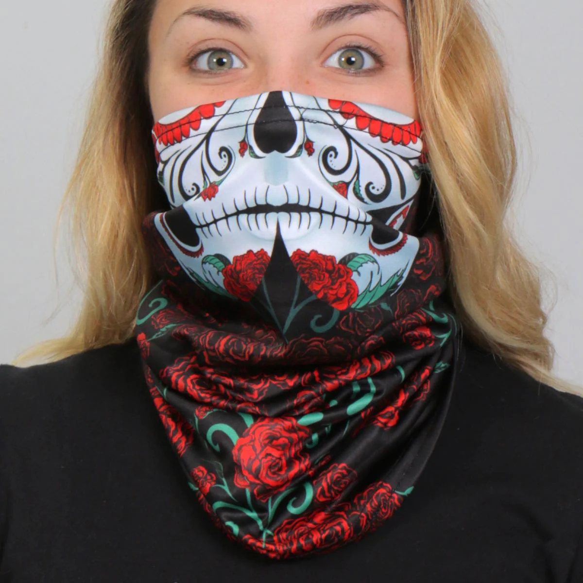 Hot Leathers HWN2003 Sugar Skull Neck Gaiter Mask 2 Hot Leathers HWN2003 Sugar Skull Neck Gaiter Mask