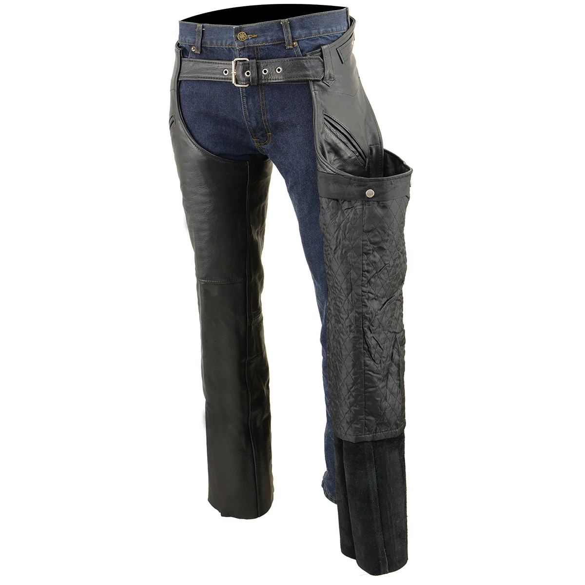 Milwaukee Leather SH1123 Men's Black Leather Holster Chap with Thigh Pockets 4 Milwaukee Leather SH1123 Men's Black Leather Holster Chap with Thigh Pockets