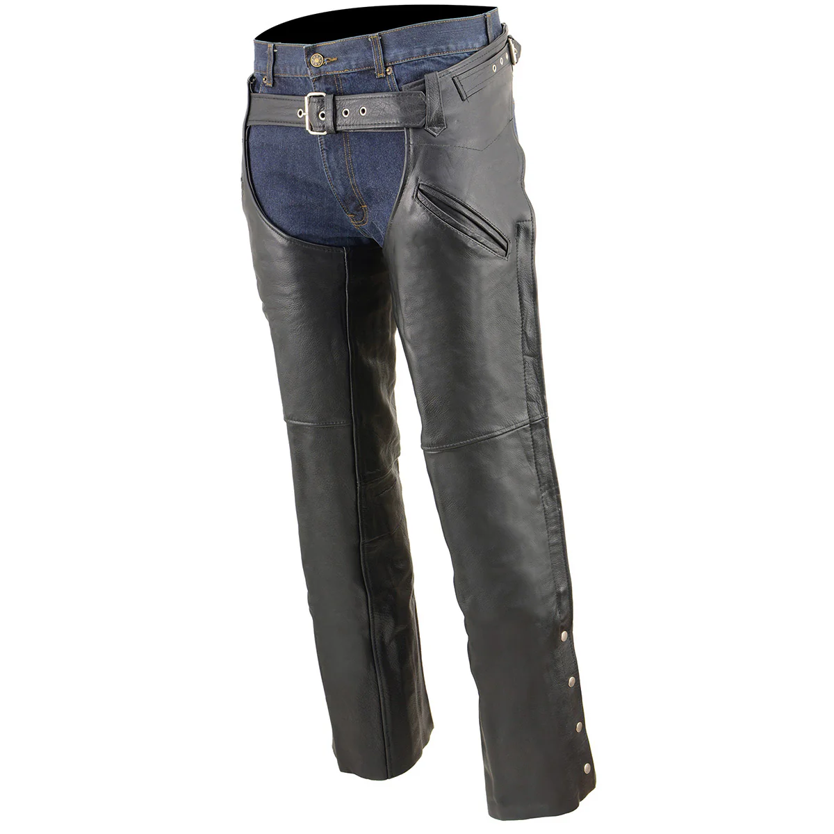Milwaukee Leather SH1123 Men's Black Leather Holster Chap with Thigh Pockets 8 Milwaukee Leather SH1123 Men's Black Leather Holster Chap with Thigh Pockets