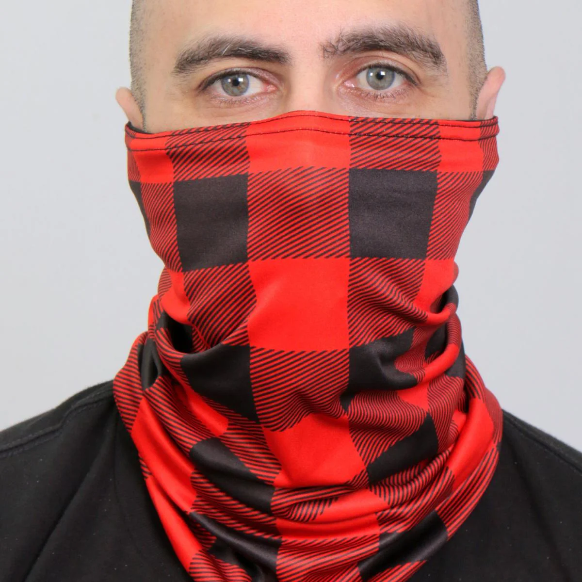 Hot Leathers HWN2022 Red & Black Plaid Neck Gaiter 2 Hot Leathers HWN2022 Red & Black Plaid Neck Gaiter
