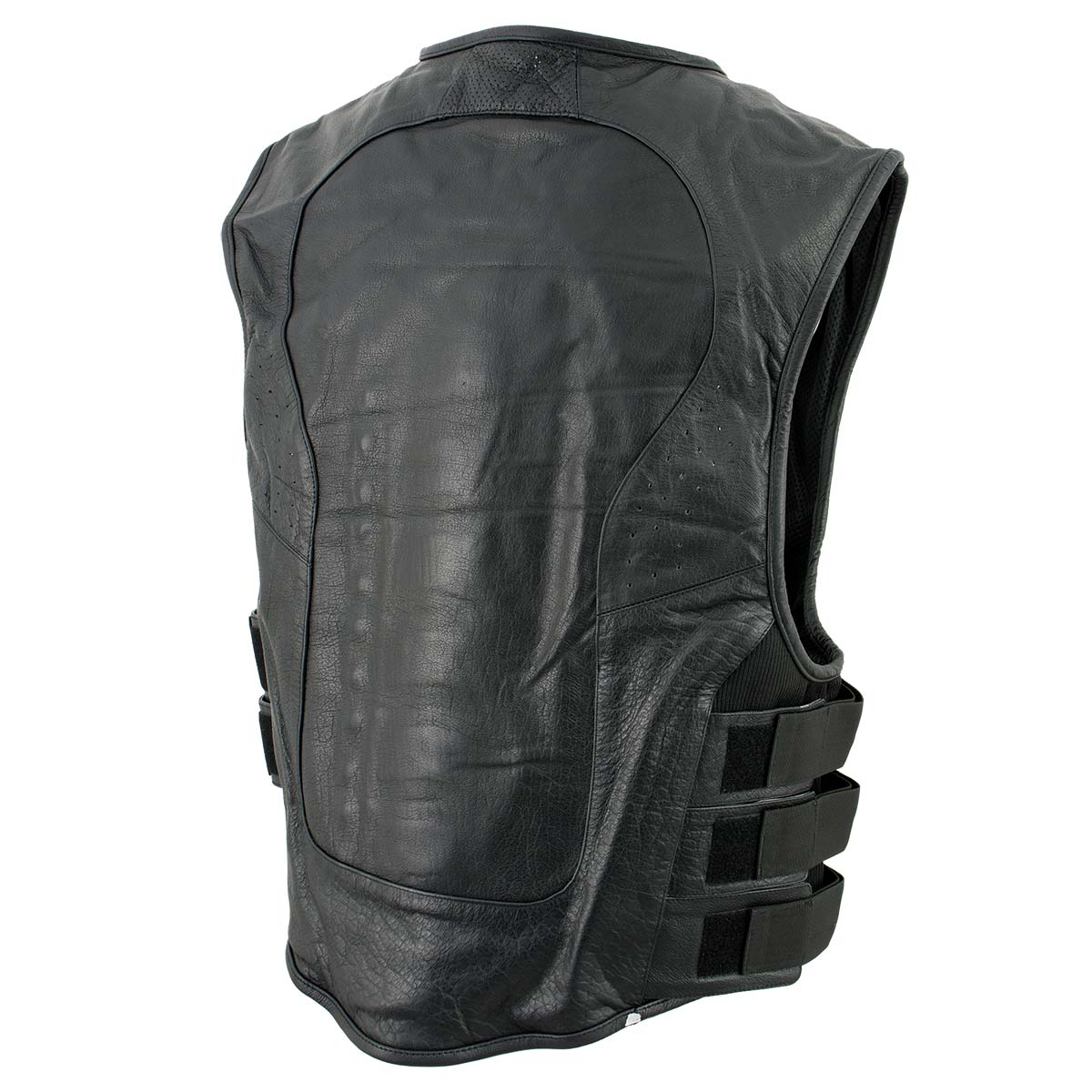 Leather King XSM1467 Men's Classic Black Leather Vest with Back Armor 5 Leather King XSM1467 Men's Classic Black Leather Vest with Back Armor