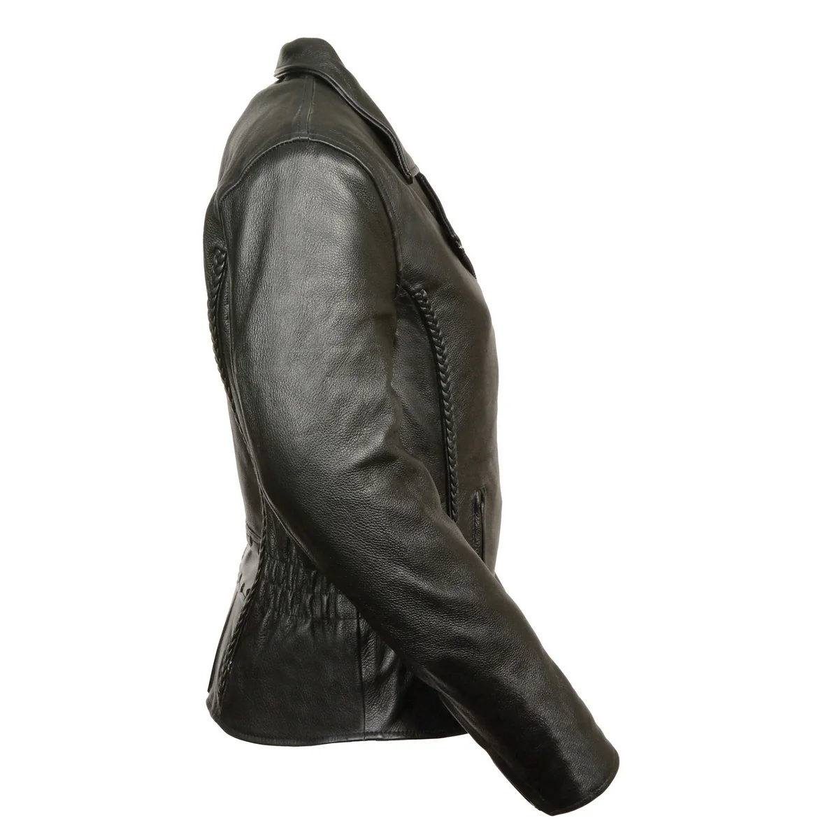 Milwaukee Leather SH7023 Women's 'Braided' Black Leather Jacket with Studs 6 Milwaukee Leather SH7023 Women's 'Braided' Black Leather Jacket with Studs