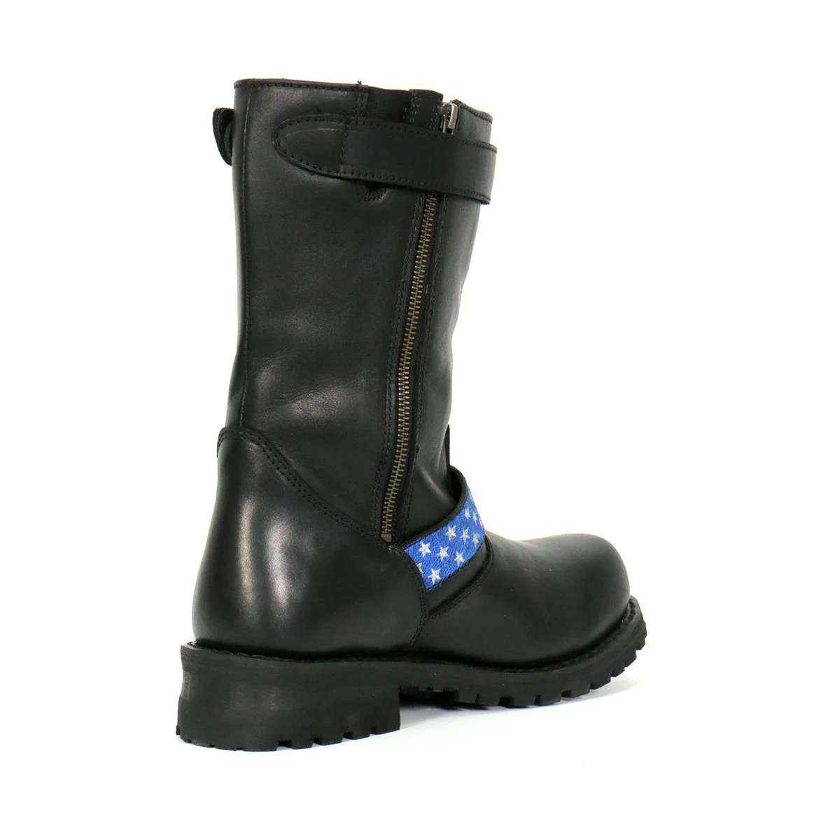 Hot Leathers BTM1019 Men's Black Tall Round Toe Harness Boots with Flag Strap 10 Hot Leathers BTM1019 Men's Black Tall Round Toe Harness Boots with Flag Strap