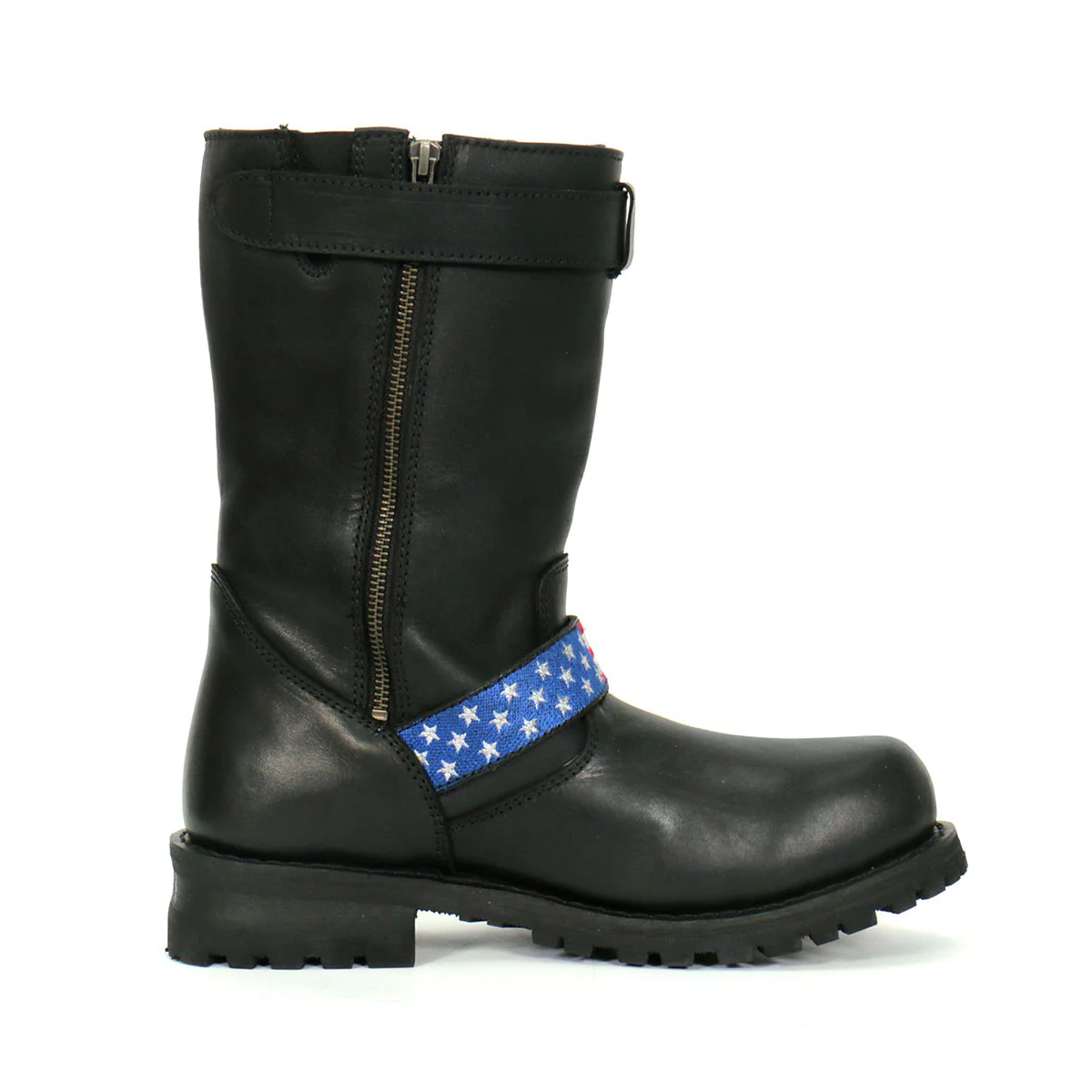 Hot Leathers BTM1019 Men's Black Tall Round Toe Harness Boots with Flag Strap 2 Hot Leathers BTM1019 Men's Black Tall Round Toe Harness Boots with Flag Strap