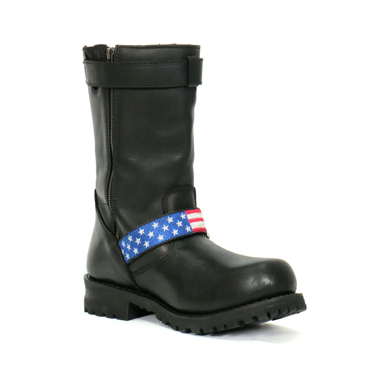 Hot Leathers BTM1019 Men's Black Tall Round Toe Harness Boots with Flag Strap 4 Hot Leathers BTM1019 Men's Black Tall Round Toe Harness Boots with Flag Strap