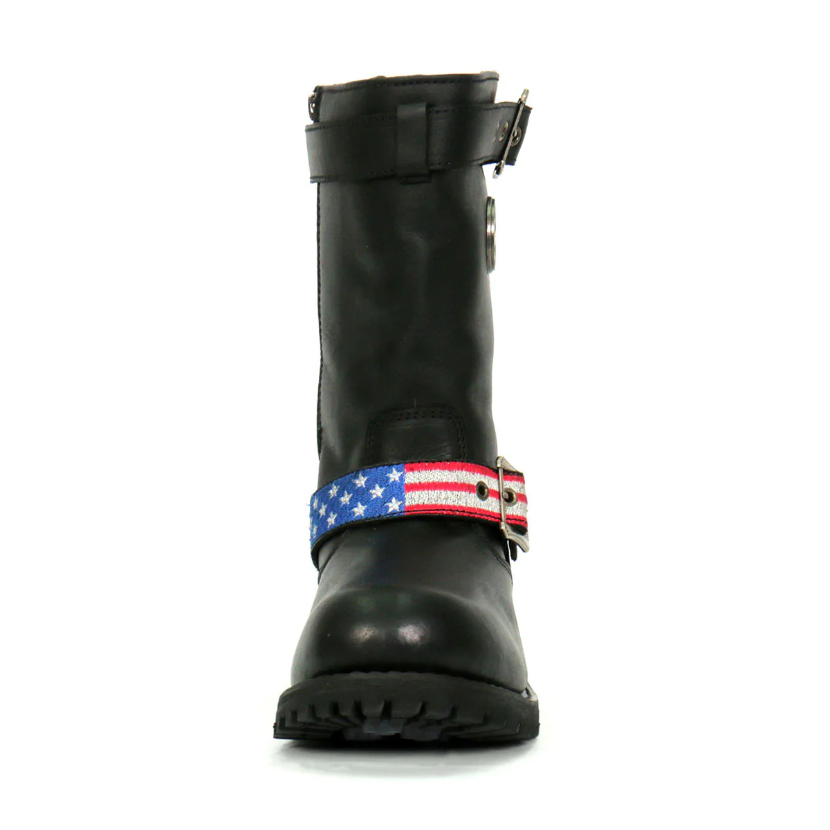 Hot Leathers BTM1019 Men's Black Tall Round Toe Harness Boots with Flag Strap 5 Hot Leathers BTM1019 Men's Black Tall Round Toe Harness Boots with Flag Strap