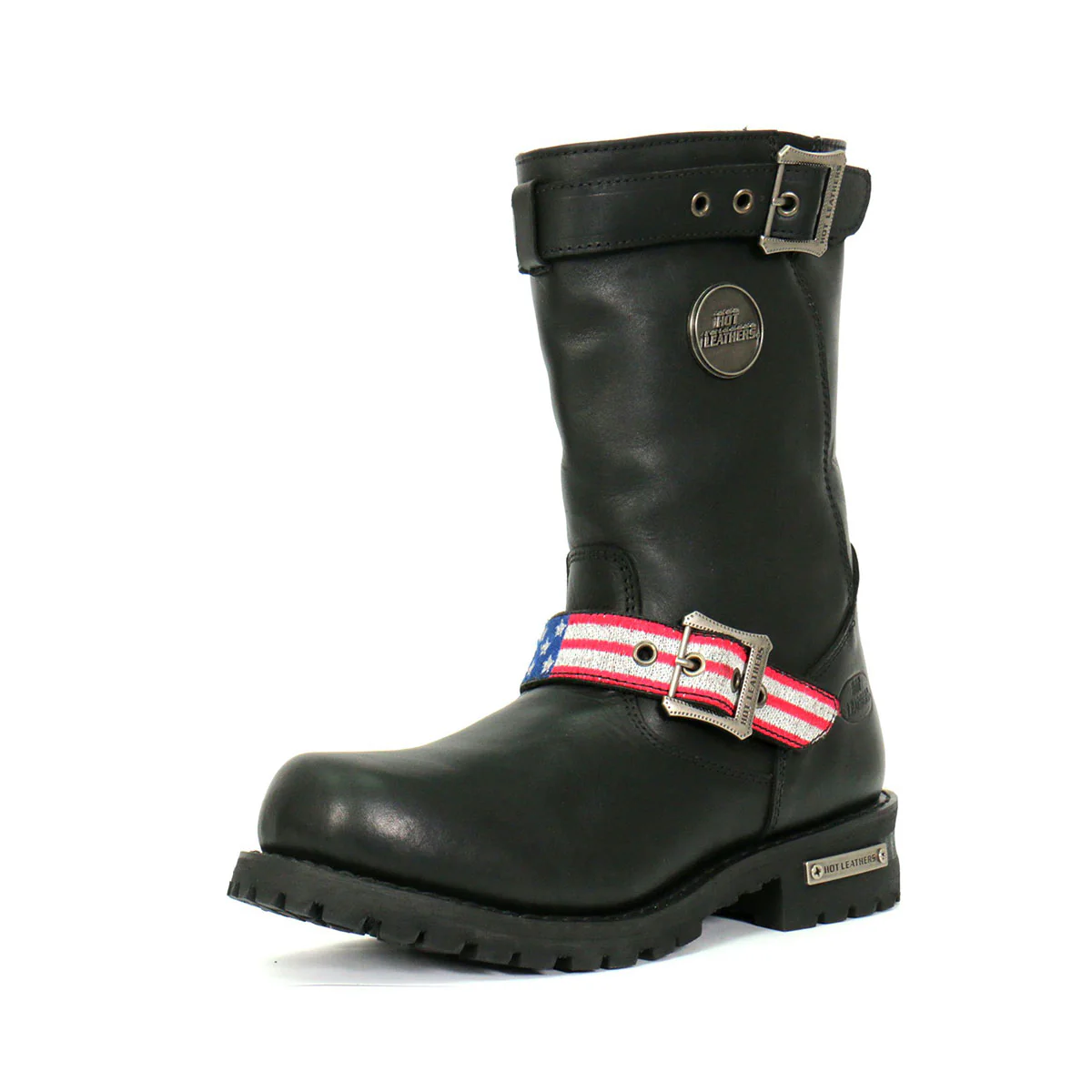 Hot Leathers BTM1019 Men's Black Tall Round Toe Harness Boots with Flag Strap 6 Hot Leathers BTM1019 Men's Black Tall Round Toe Harness Boots with Flag Strap