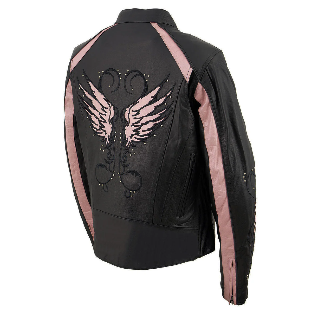 Milwaukee Leather X1952 Women's Black and Pink Embroidered and Stud Design Jacket 11 Milwaukee Leather X1952 Women's Black and Pink Embroidered and Stud Design Jacket