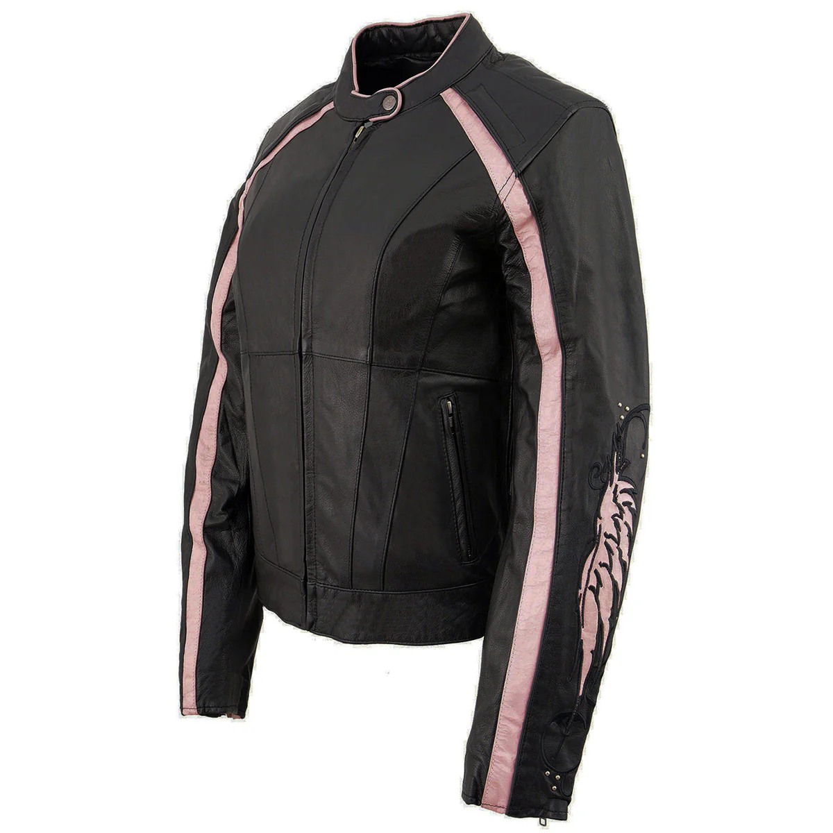 Milwaukee Leather X1952 Women's Black and Pink Embroidered and Stud Design Jacket 12 Milwaukee Leather X1952 Women's Black and Pink Embroidered and Stud Design Jacket