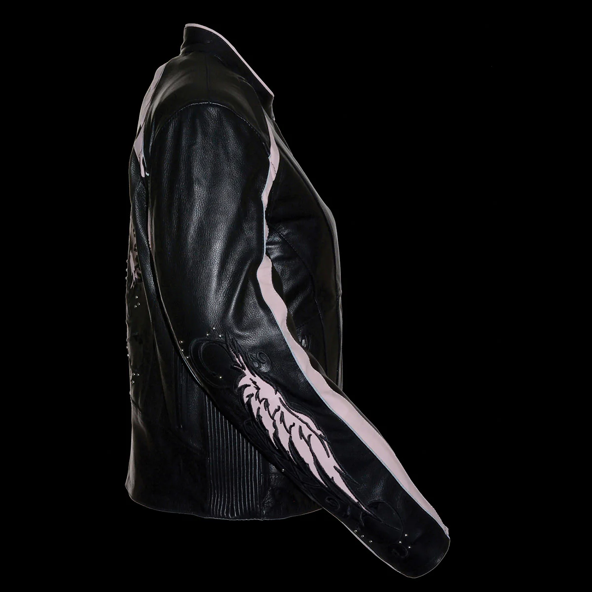 Milwaukee Leather X1952 Women's Black and Pink Embroidered and Stud Design Jacket 5 Milwaukee Leather X1952 Women's Black and Pink Embroidered and Stud Design Jacket