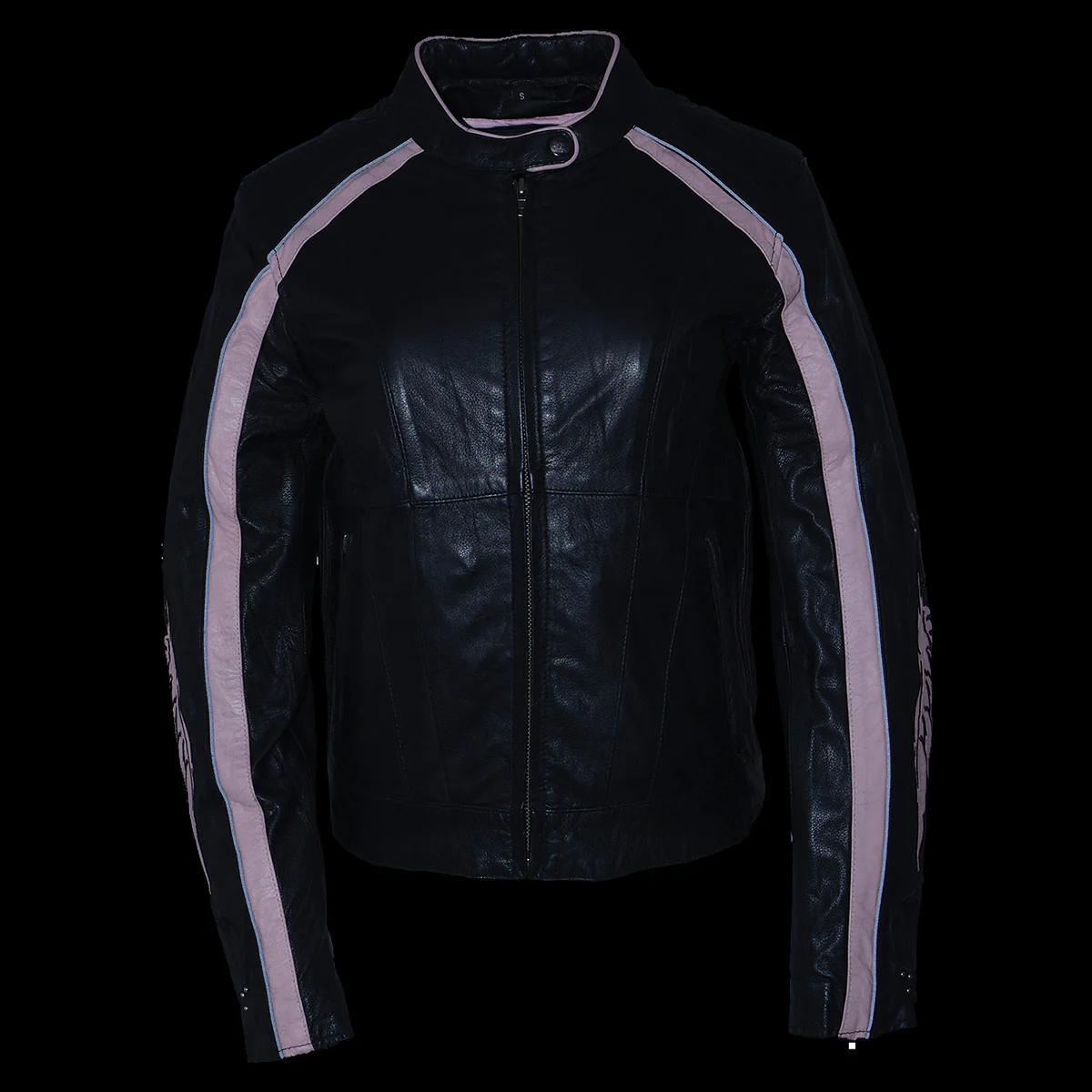 Milwaukee Leather X1952 Women's Black and Pink Embroidered and Stud Design Jacket 6 Milwaukee Leather X1952 Women's Black and Pink Embroidered and Stud Design Jacket