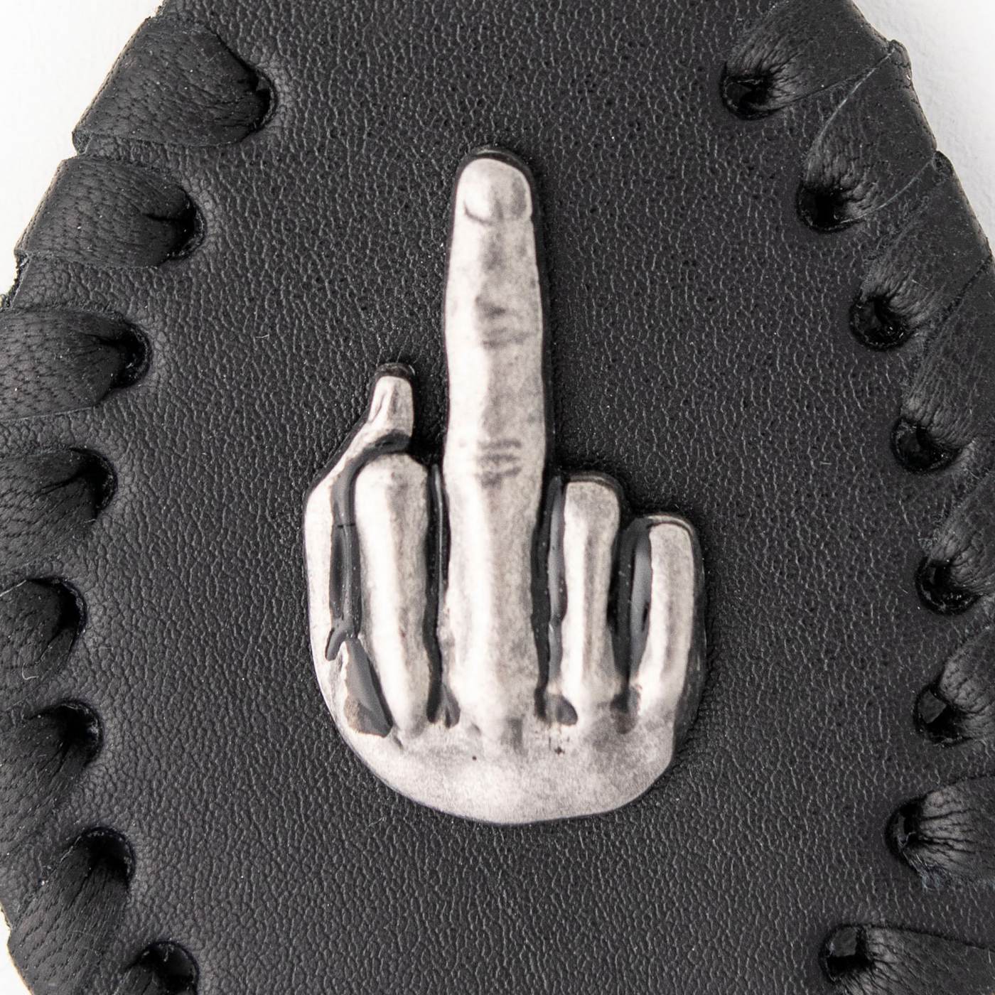 Milwaukee Leather Black Middle Finger Pewter Emblem Key Chain - MLA9508 4 Milwaukee Leather Black Middle Finger Pewter Emblem Key Chain - MLA9508