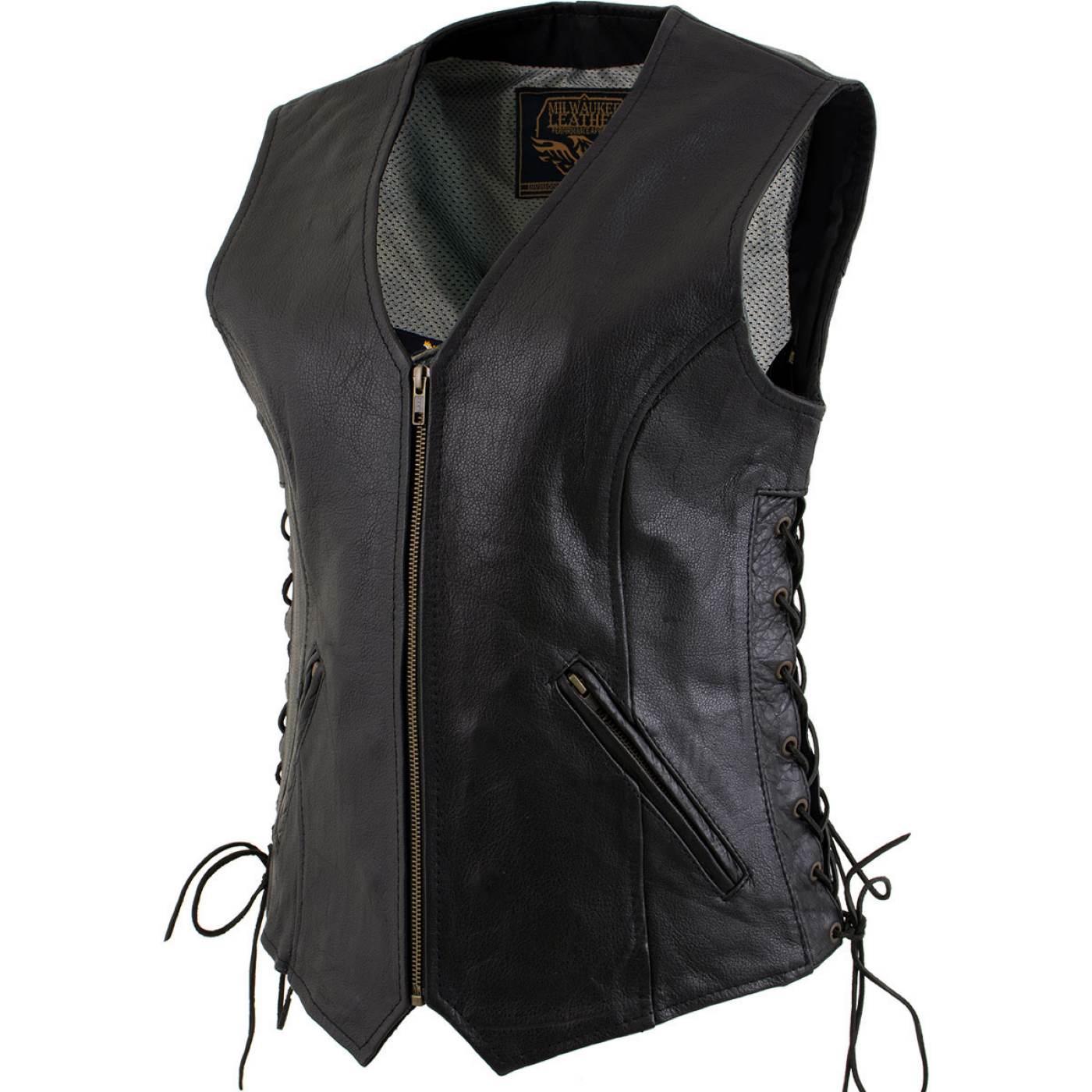 Milwaukee Leather Women's Mistress Black Side Lace Leather Motorcycle Vest - LKL4714 11 Milwaukee Leather Women's Mistress Black Side Lace Leather Motorcycle Vest - LKL4714
