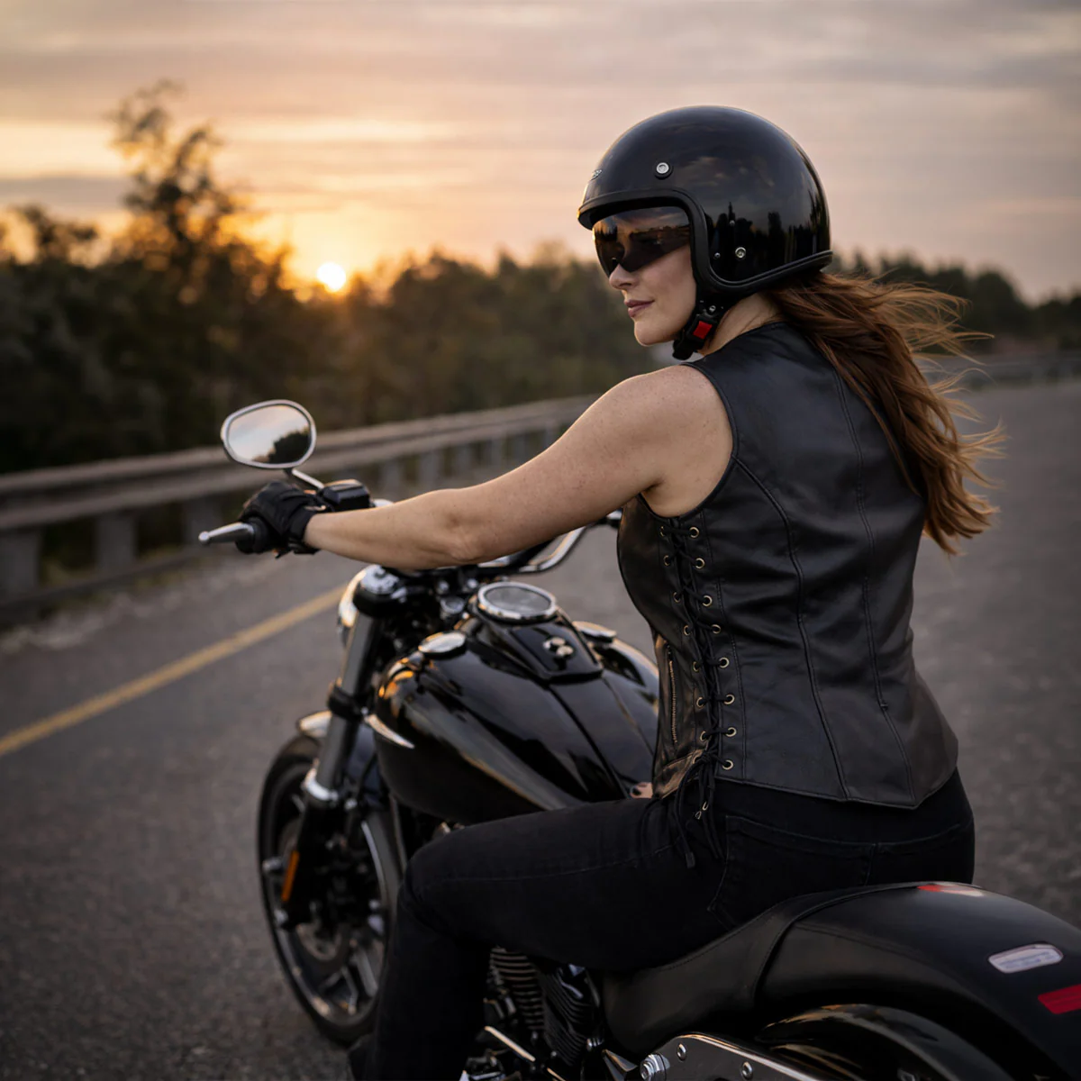 Milwaukee Leather Women's Mistress Black Side Lace Leather Motorcycle Vest - LKL4714 2 Milwaukee Leather Women's Mistress Black Side Lace Leather Motorcycle Vest - LKL4714