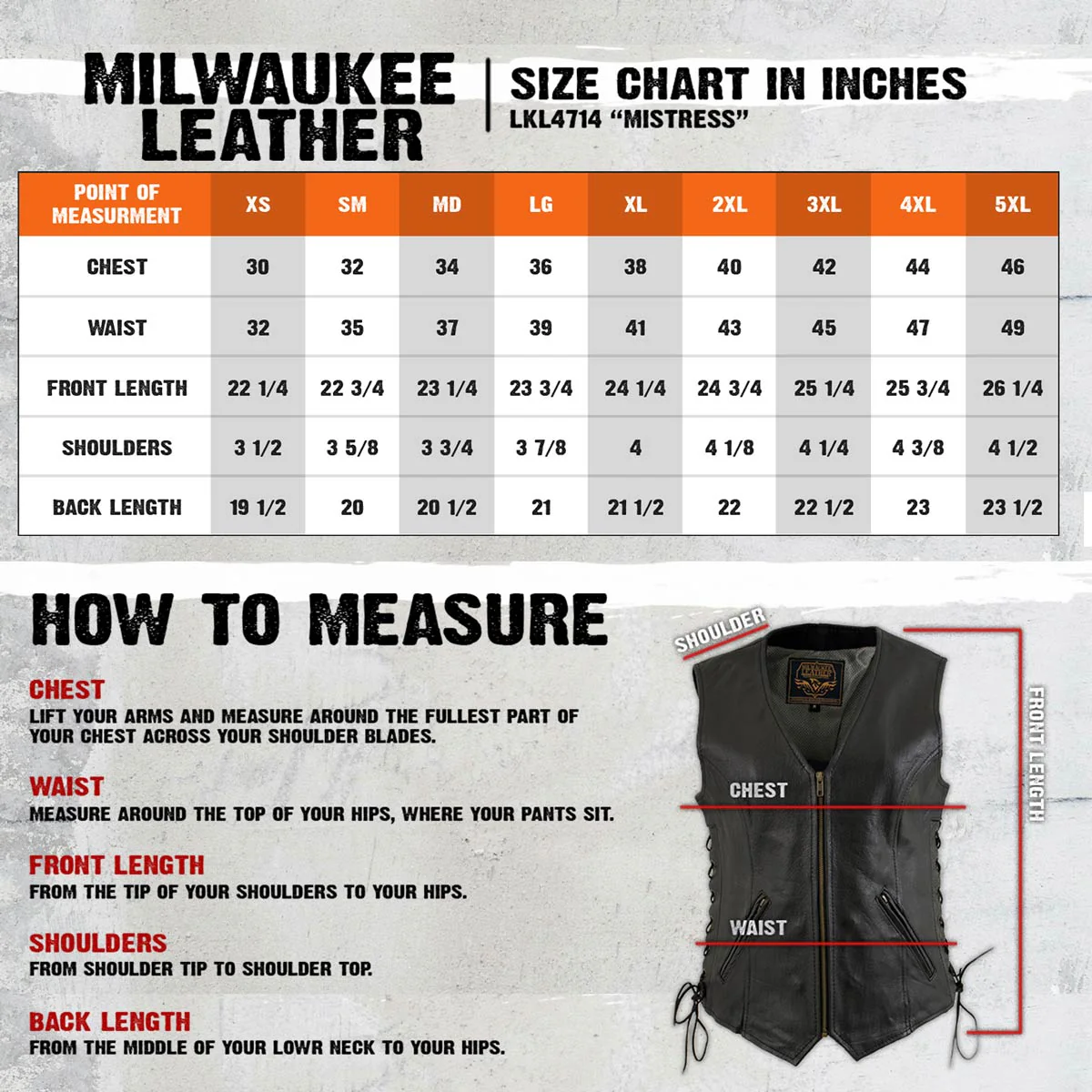 Milwaukee Leather Women's Mistress Black Side Lace Leather Motorcycle Vest - LKL4714 3 Milwaukee Leather Women's Mistress Black Side Lace Leather Motorcycle Vest - LKL4714