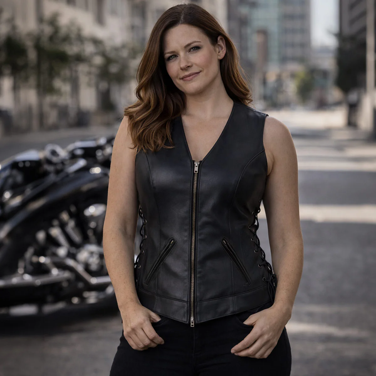 Milwaukee Leather Women's Mistress Black Side Lace Leather Motorcycle Vest - LKL4714 6 Milwaukee Leather Women's Mistress Black Side Lace Leather Motorcycle Vest - LKL4714