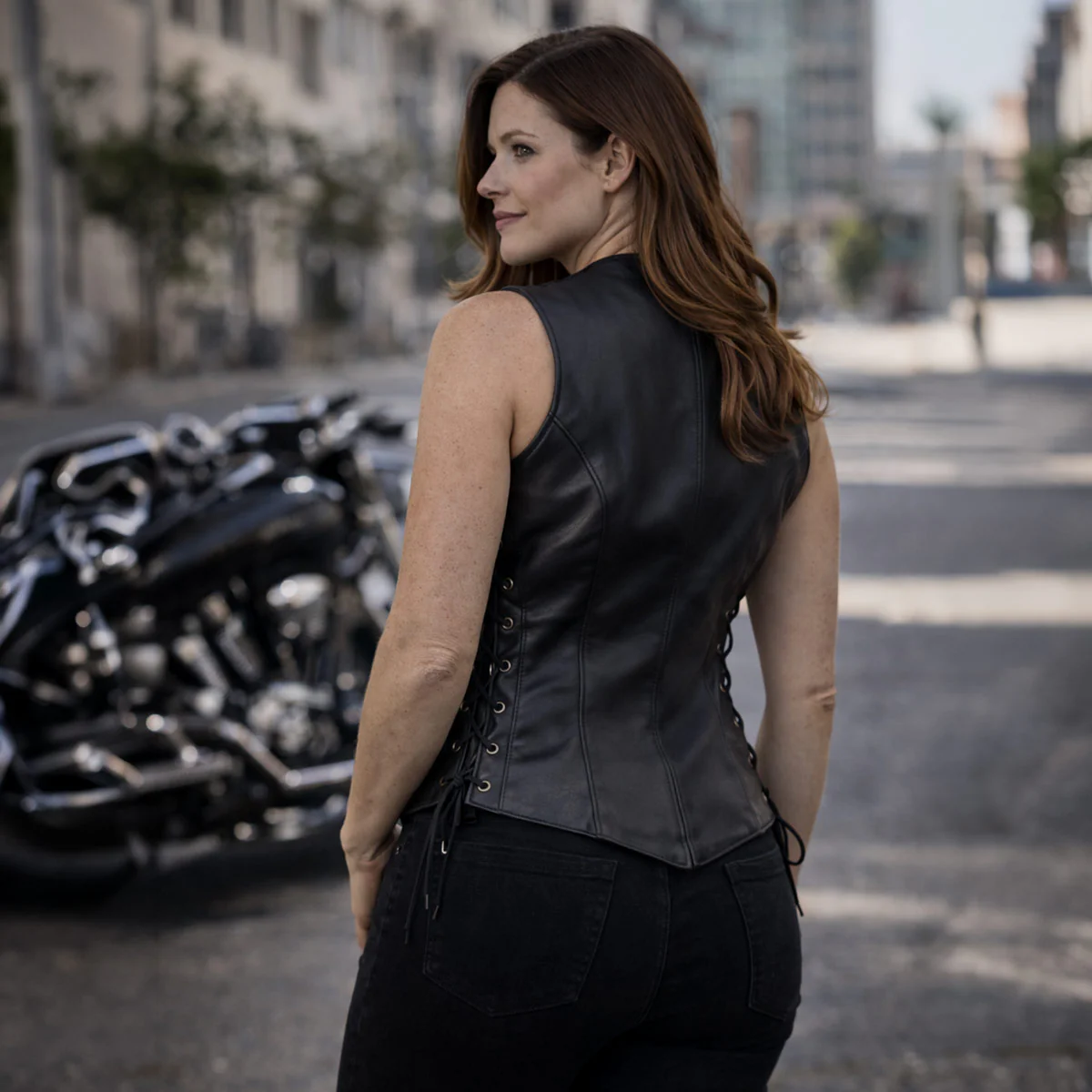 Milwaukee Leather Women's Mistress Black Side Lace Leather Motorcycle Vest - LKL4714 8 Milwaukee Leather Women's Mistress Black Side Lace Leather Motorcycle Vest - LKL4714