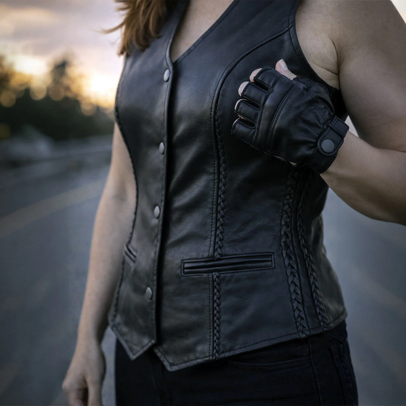 Milwaukee Leather Women's Road Queen Black Braided Buffalo Leather Motorcycle Vest - LKL4713 8 Milwaukee Leather Women's Road Queen Black Braided Buffalo Leather Motorcycle Vest - LKL4713