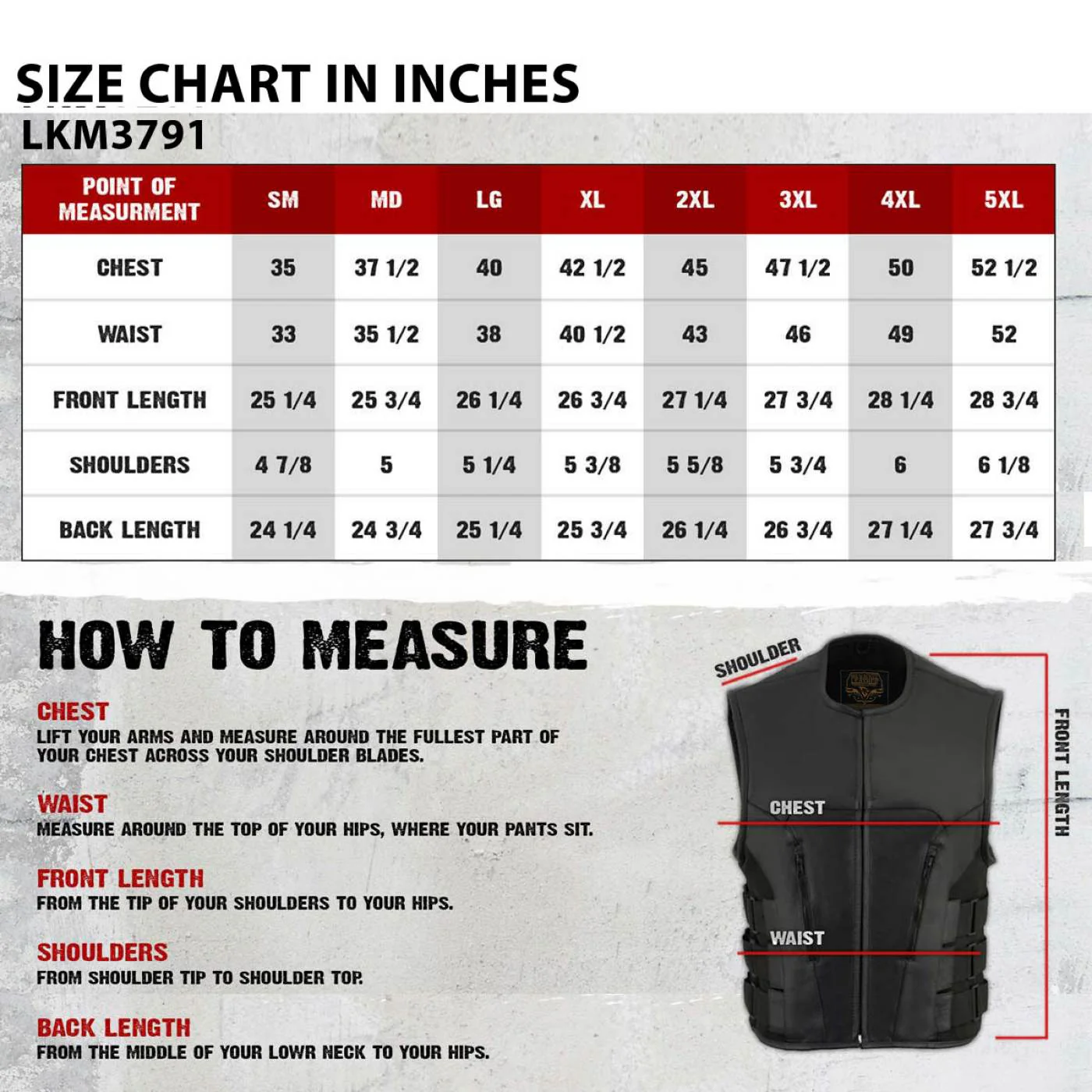 Milwaukee Leather Men's Creeper Black Triple Strap Leather Motorcycle Vest - LKM3791 3 Milwaukee Leather Men's Creeper Black Triple Strap Leather Motorcycle Vest - LKM3791