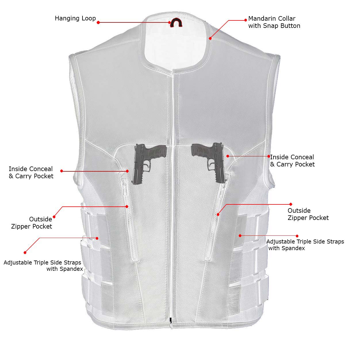 Milwaukee Leather Men's Creeper Black Triple Strap Leather Motorcycle Vest - LKM3791 5 Milwaukee Leather Men's Creeper Black Triple Strap Leather Motorcycle Vest - LKM3791