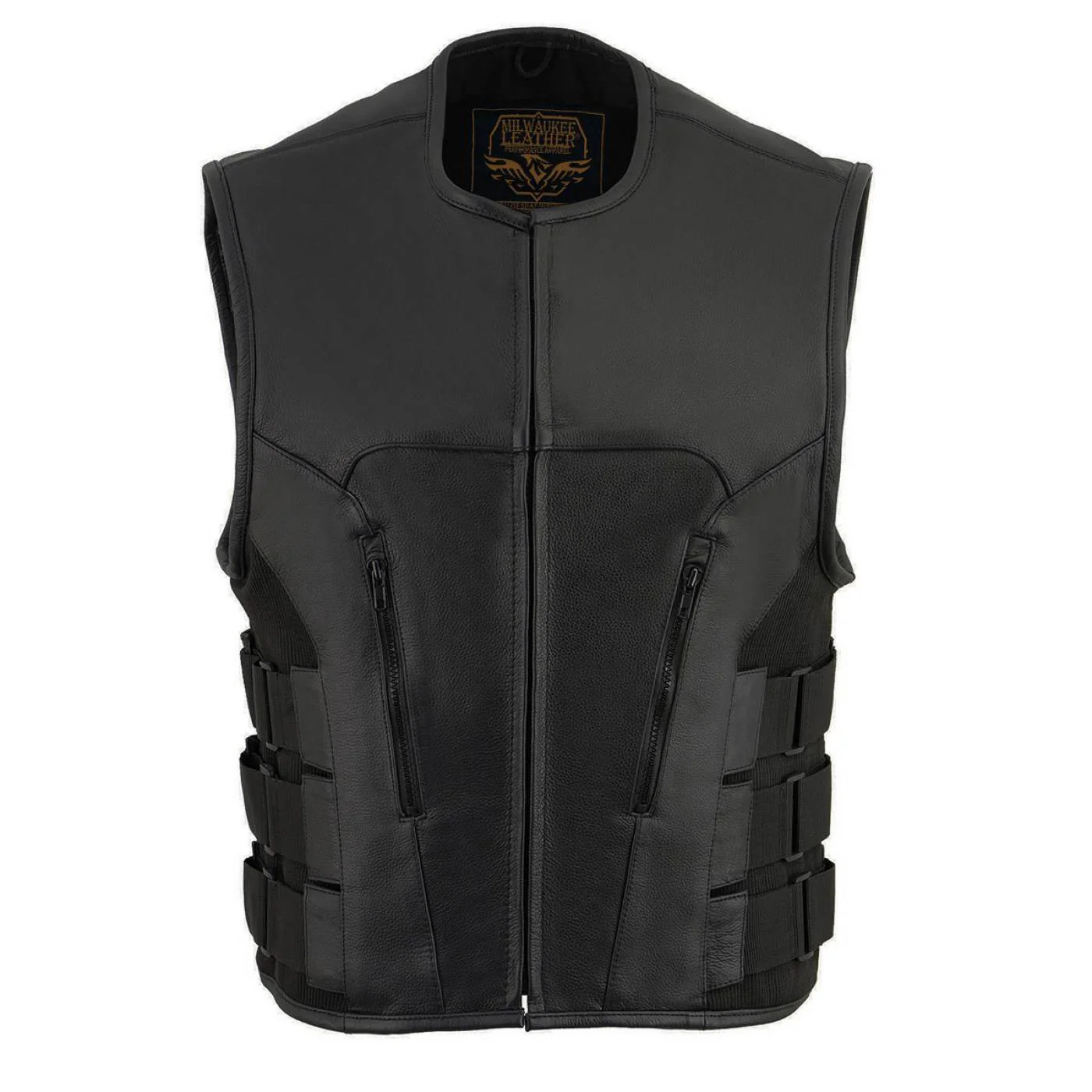 Milwaukee Leather Men's Creeper Black Triple Strap Leather Motorcycle Vest - LKM3791 8 Milwaukee Leather Men's Creeper Black Triple Strap Leather Motorcycle Vest - LKM3791
