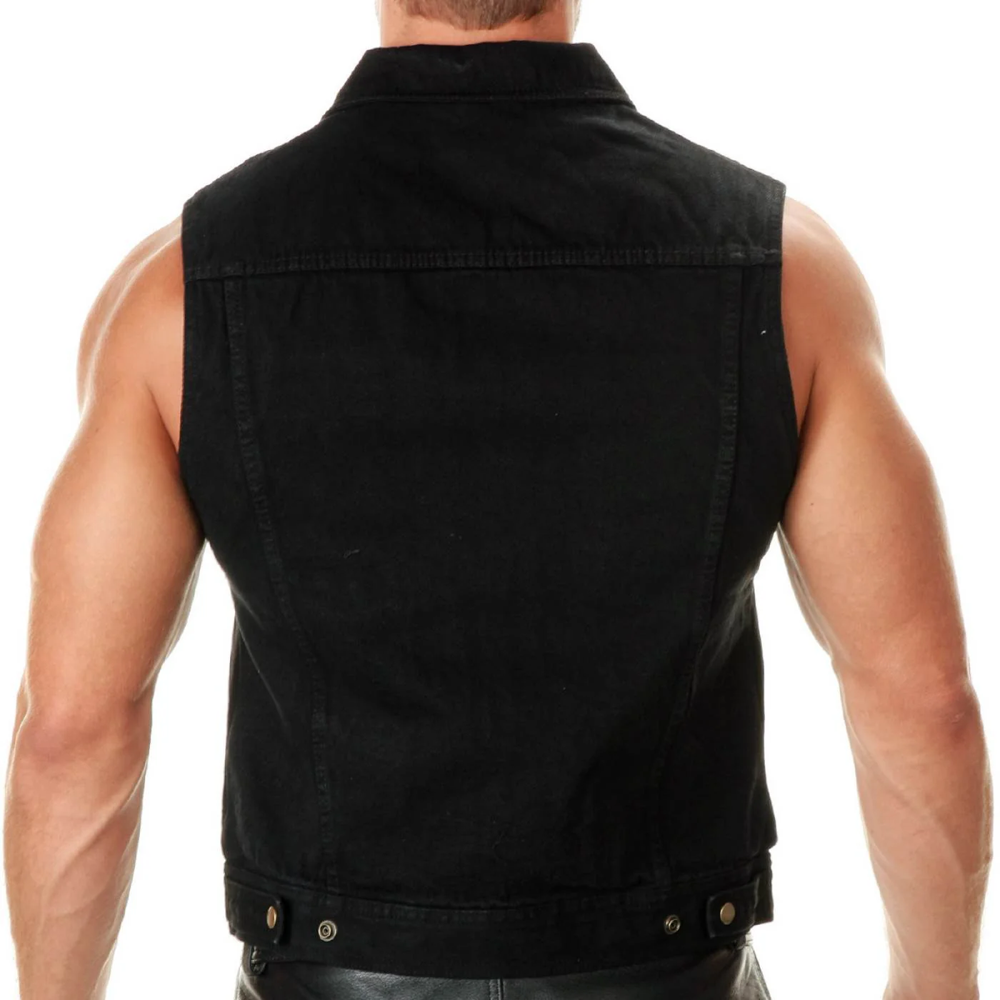 Milwaukee Leather Men's Outrider Black Denim Motorcycle Rider Vest with Shirt Collar - MDM3081 4 Milwaukee Leather Men's Outrider Black Denim Motorcycle Rider Vest with Shirt Collar - MDM3081