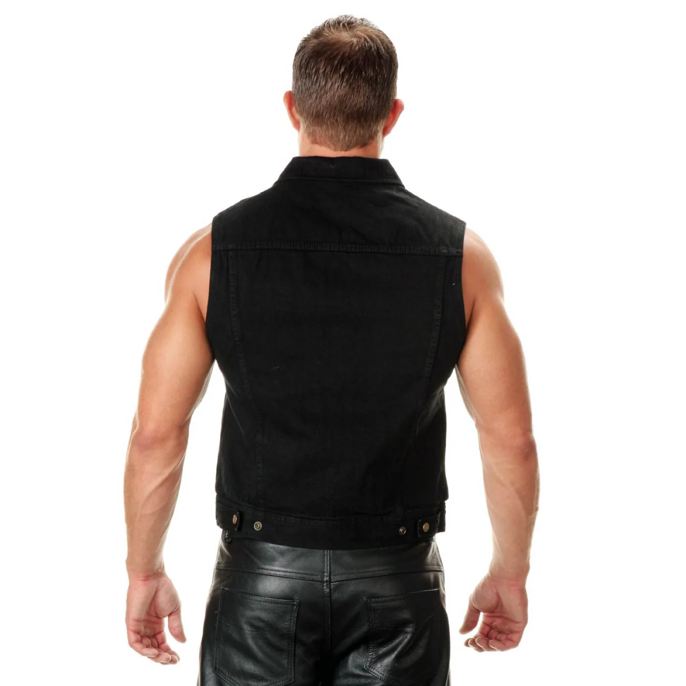 Milwaukee Leather Men's Outrider Black Denim Motorcycle Rider Vest with Shirt Collar - MDM3081 8 Milwaukee Leather Men's Outrider Black Denim Motorcycle Rider Vest with Shirt Collar - MDM3081