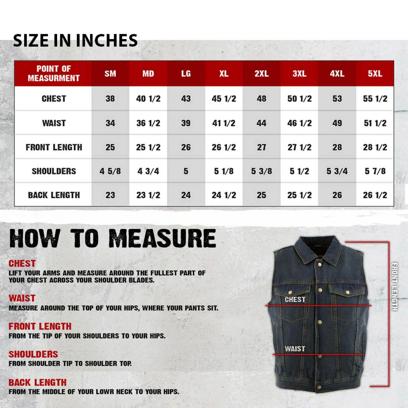 Milwaukee Leather Men's Outrider Blue Denim Motorcycle Rider Vest with Shirt Collar - MDM3080 3 Milwaukee Leather Men's Outrider Blue Denim Motorcycle Rider Vest with Shirt Collar - MDM3080
