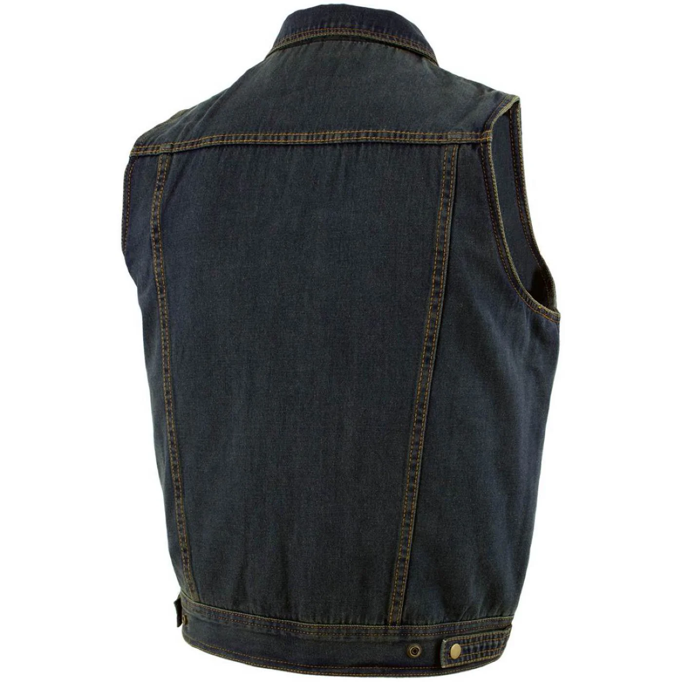 Milwaukee Leather Men's Outrider Blue Denim Motorcycle Rider Vest with Shirt Collar - MDM3080 6 Milwaukee Leather Men's Outrider Blue Denim Motorcycle Rider Vest with Shirt Collar - MDM3080