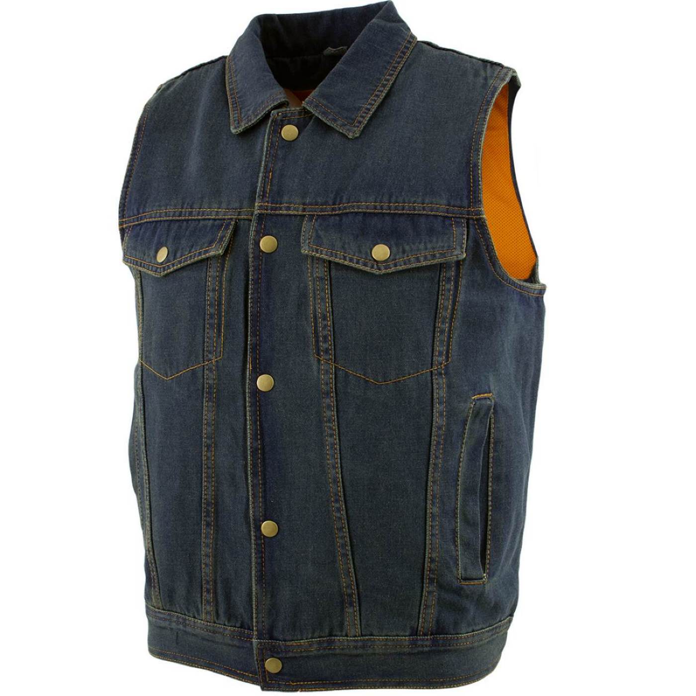 Milwaukee Leather Men's Outrider Blue Denim Motorcycle Rider Vest with Shirt Collar - MDM3080 7 Milwaukee Leather Men's Outrider Blue Denim Motorcycle Rider Vest with Shirt Collar - MDM3080