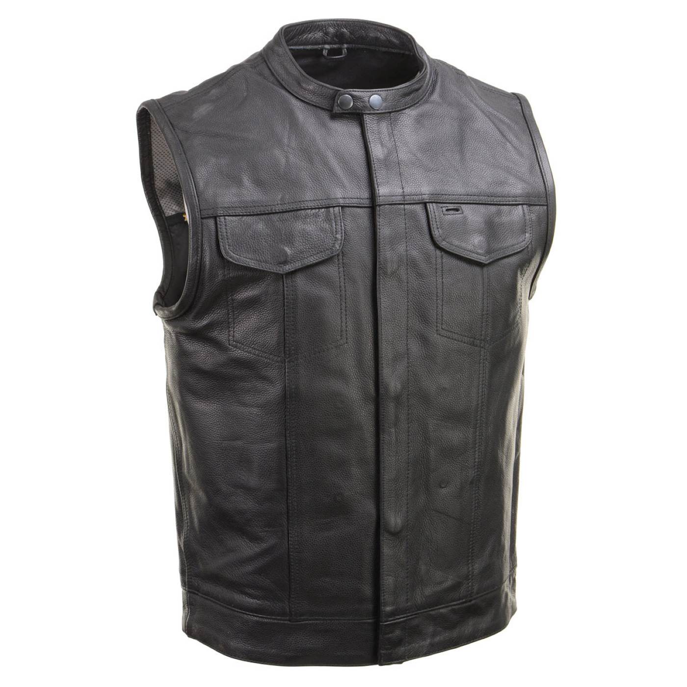 Milwaukee Leather Men's Quick Draw Black Cowhide Leather Motorcycle Vest - LKM3794 1 Milwaukee Leather Men's Quick Draw Black Cowhide Leather Motorcycle Vest - LKM3794