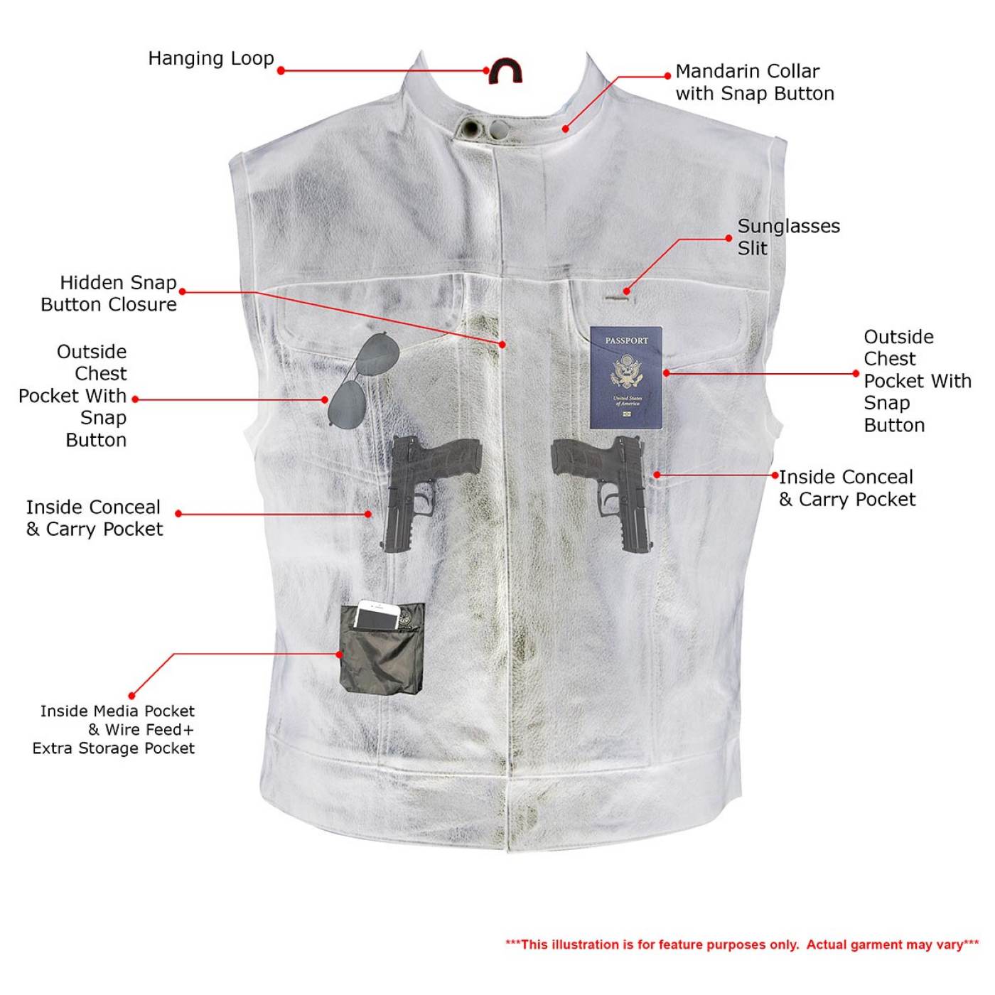 Milwaukee Leather Men's Quick Draw Black Cowhide Leather Motorcycle Vest - LKM3794 4 Milwaukee Leather Men's Quick Draw Black Cowhide Leather Motorcycle Vest - LKM3794