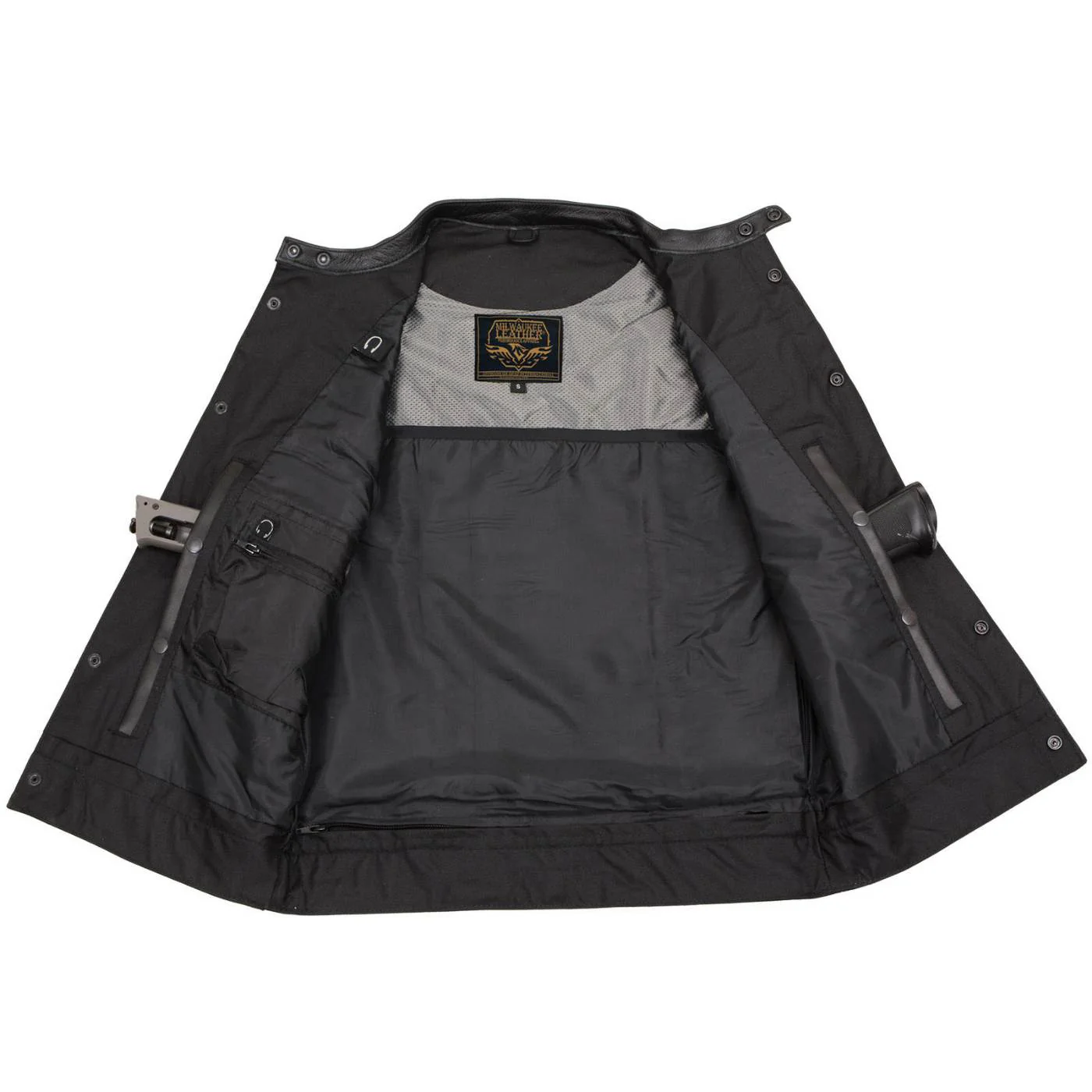 Milwaukee Leather Men's Quick Draw Black Cowhide Leather Motorcycle Vest - LKM3794 5 Milwaukee Leather Men's Quick Draw Black Cowhide Leather Motorcycle Vest - LKM3794