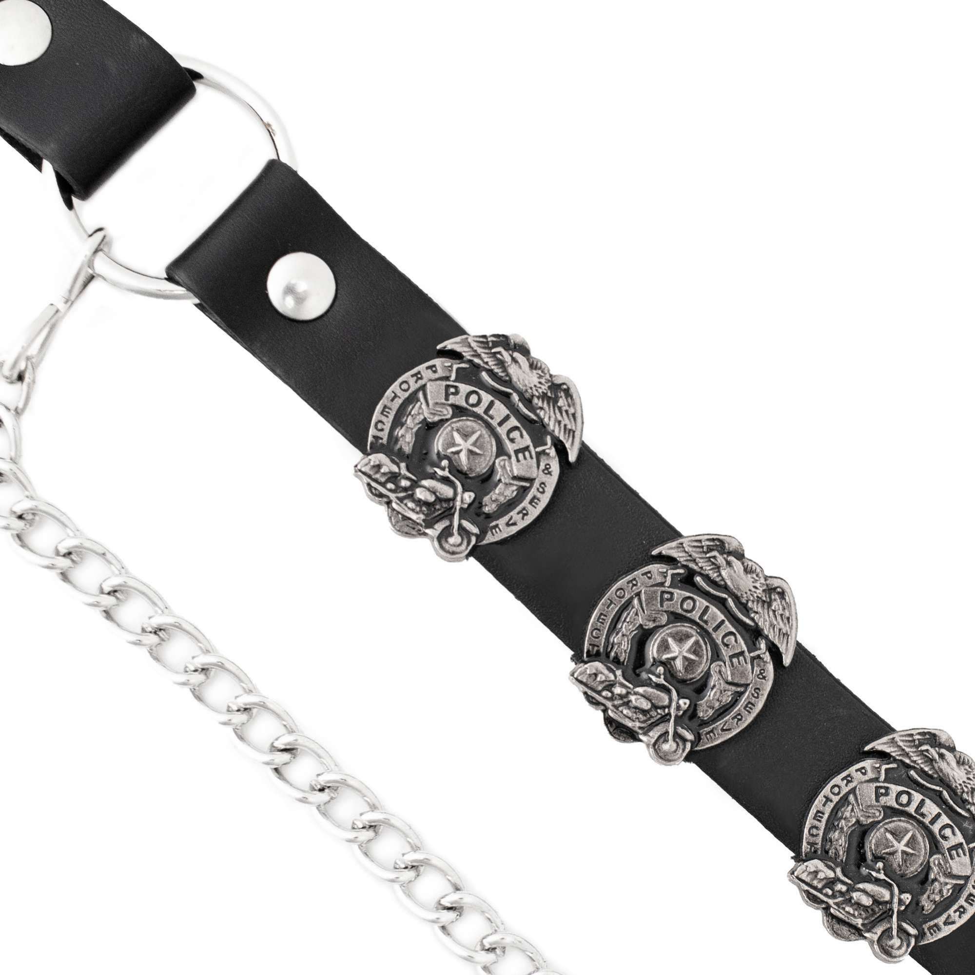 Milwaukee Leather Silver Police Emblem Boot Chain with Adjustable Strap - MLA3011 3 Milwaukee Leather Silver Police Emblem Boot Chain with Adjustable Strap - MLA3011