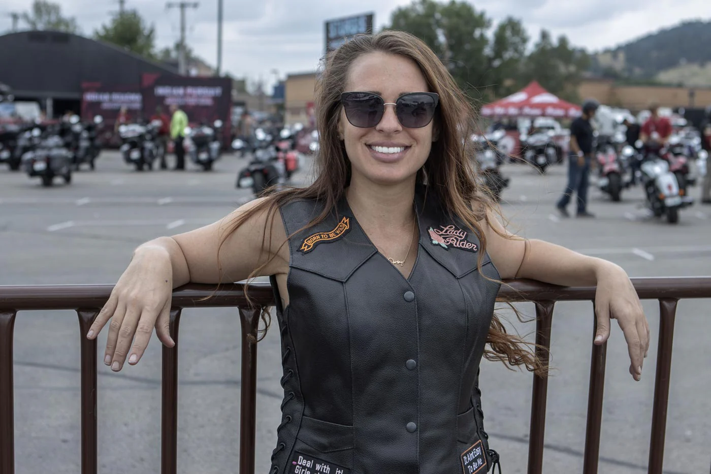 Event Leather ELL4900 Women's Classic Black Genuine Leather Side Laced Motorcycle Riders Vest w/ 9 Patches 7 Event Leather ELL4900 Women's Classic Black Genuine Leather Side Laced Motorcycle Riders Vest w/ 9 Patches