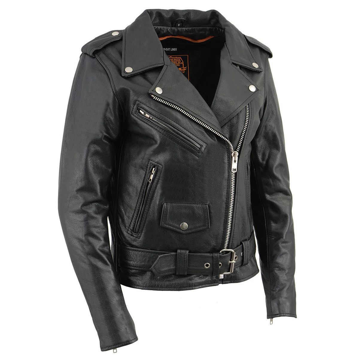 Milwaukee Leather LKL2701 Women's Classic Black Premium Leather Motorcycle Rider Jacket with Built-In Belt 1 Milwaukee Leather LKL2701 Women's Classic Black Premium Leather Motorcycle Rider Jacket with Built-In Belt
