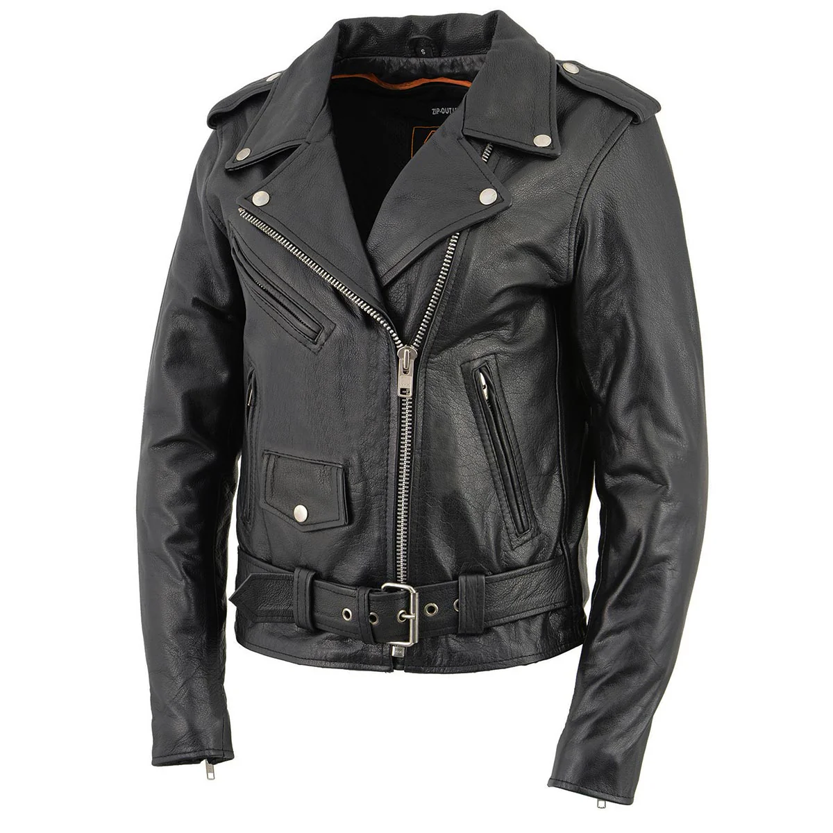 Milwaukee Leather LKL2701 Women's Classic Black Premium Leather Motorcycle Rider Jacket with Built-In Belt 17 Milwaukee Leather LKL2701 Women's Classic Black Premium Leather Motorcycle Rider Jacket with Built-In Belt