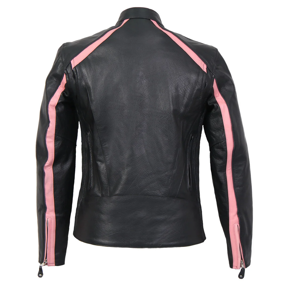 Hot Leathers JKL1022 Pink Striped Leather Jacket with Reflective Piping 2 Hot Leathers JKL1022 Pink Striped Leather Jacket with Reflective Piping