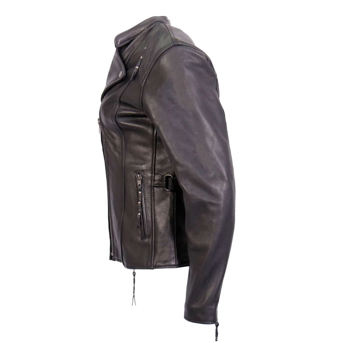 Hot Leathers JKL1032 Ladies Black Leather Jacket with Vented Side Snaps 2 Hot Leathers JKL1032 Ladies Black Leather Jacket with Vented Side Snaps