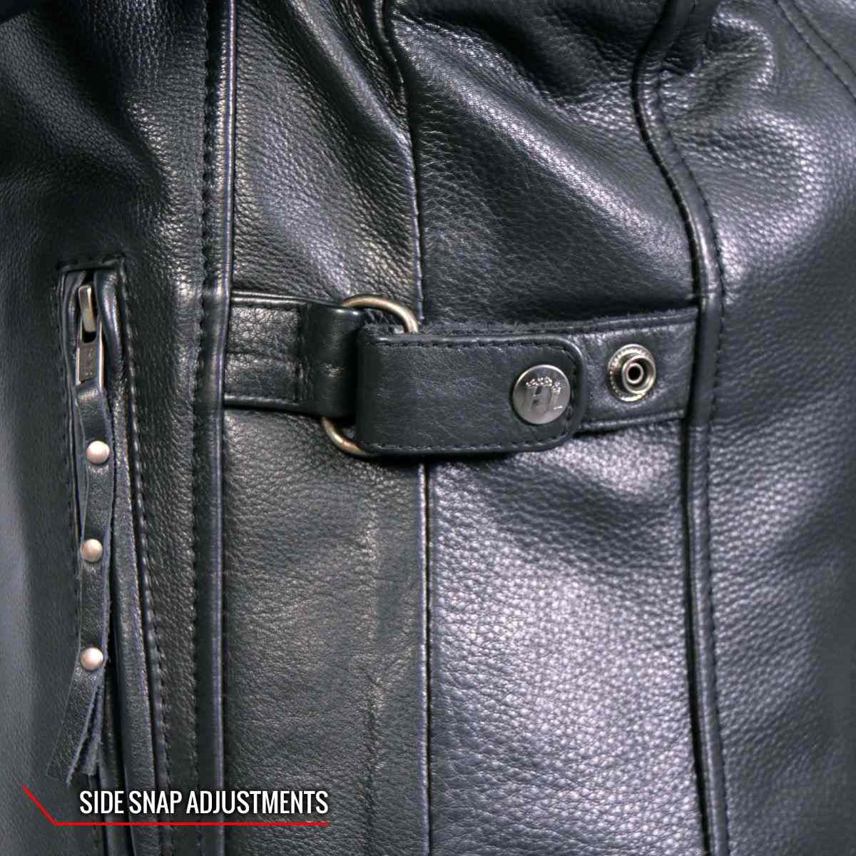 Hot Leathers JKL1032 Ladies Black Leather Jacket with Vented Side Snaps 6 Hot Leathers JKL1032 Ladies Black Leather Jacket with Vented Side Snaps
