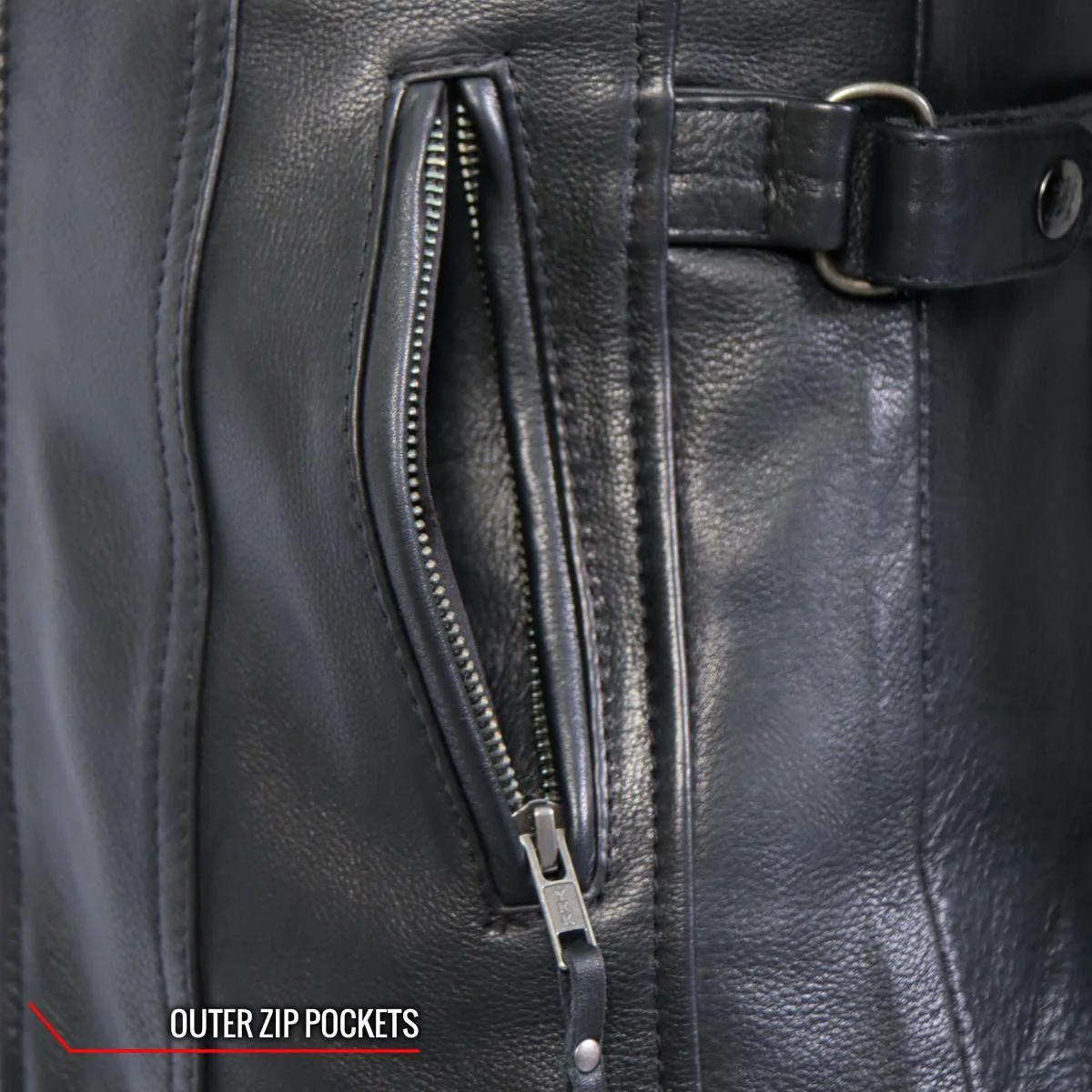 Hot Leathers JKL1032 Ladies Black Leather Jacket with Vented Side Snaps 7 Hot Leathers JKL1032 Ladies Black Leather Jacket with Vented Side Snaps