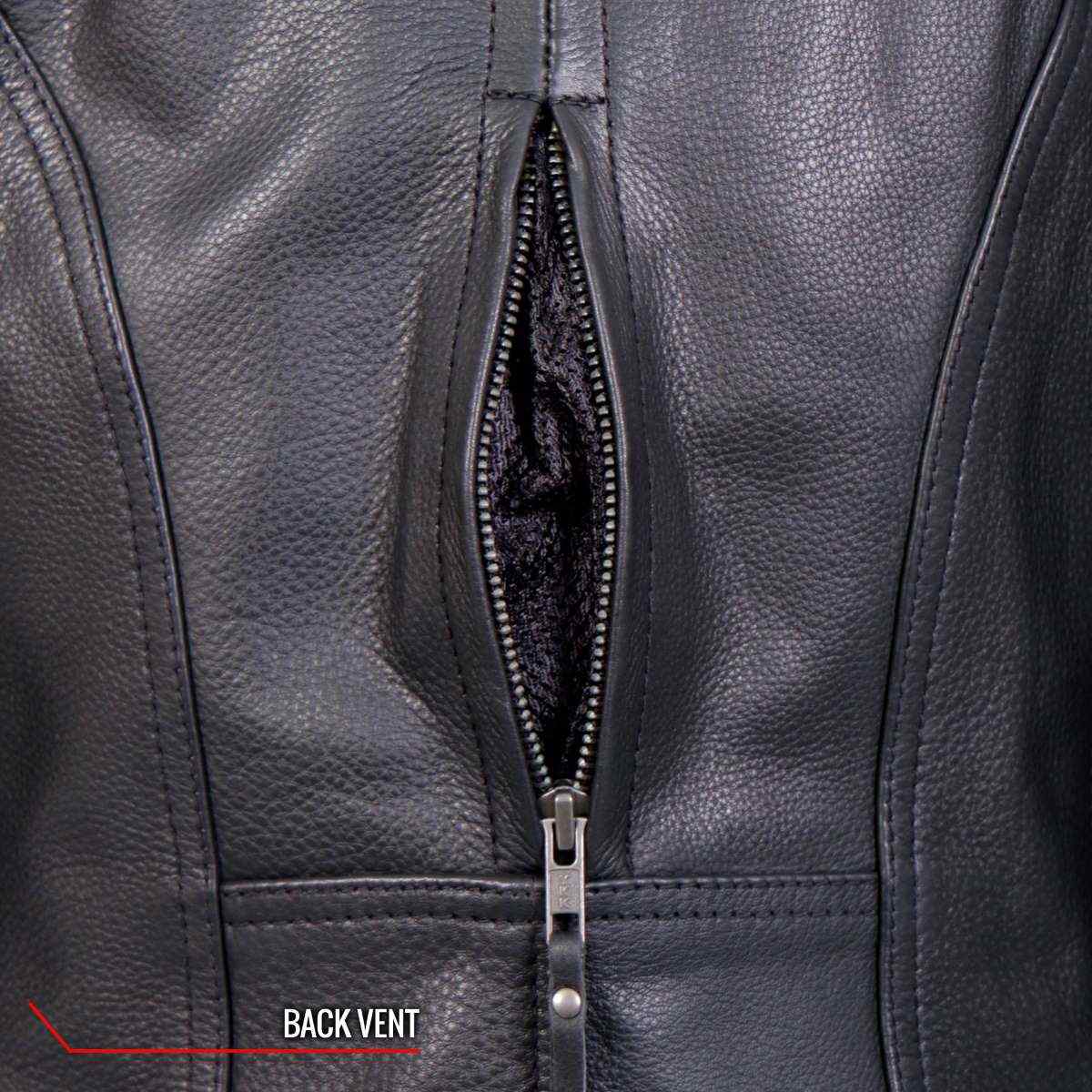 Hot Leathers JKL1032 Ladies Black Leather Jacket with Vented Side Snaps 9 Hot Leathers JKL1032 Ladies Black Leather Jacket with Vented Side Snaps