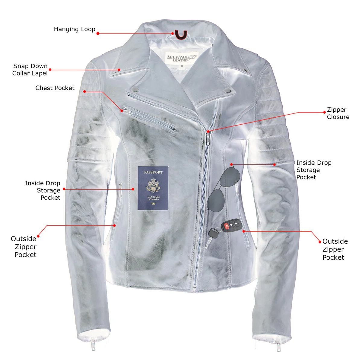 Milwaukee Leather Women's Duchess Blue Motorcycle Style Fashion Casual Leather Jacket SFL2870 4 Milwaukee Leather Women's Duchess Blue Motorcycle Style Fashion Casual Leather Jacket SFL2870