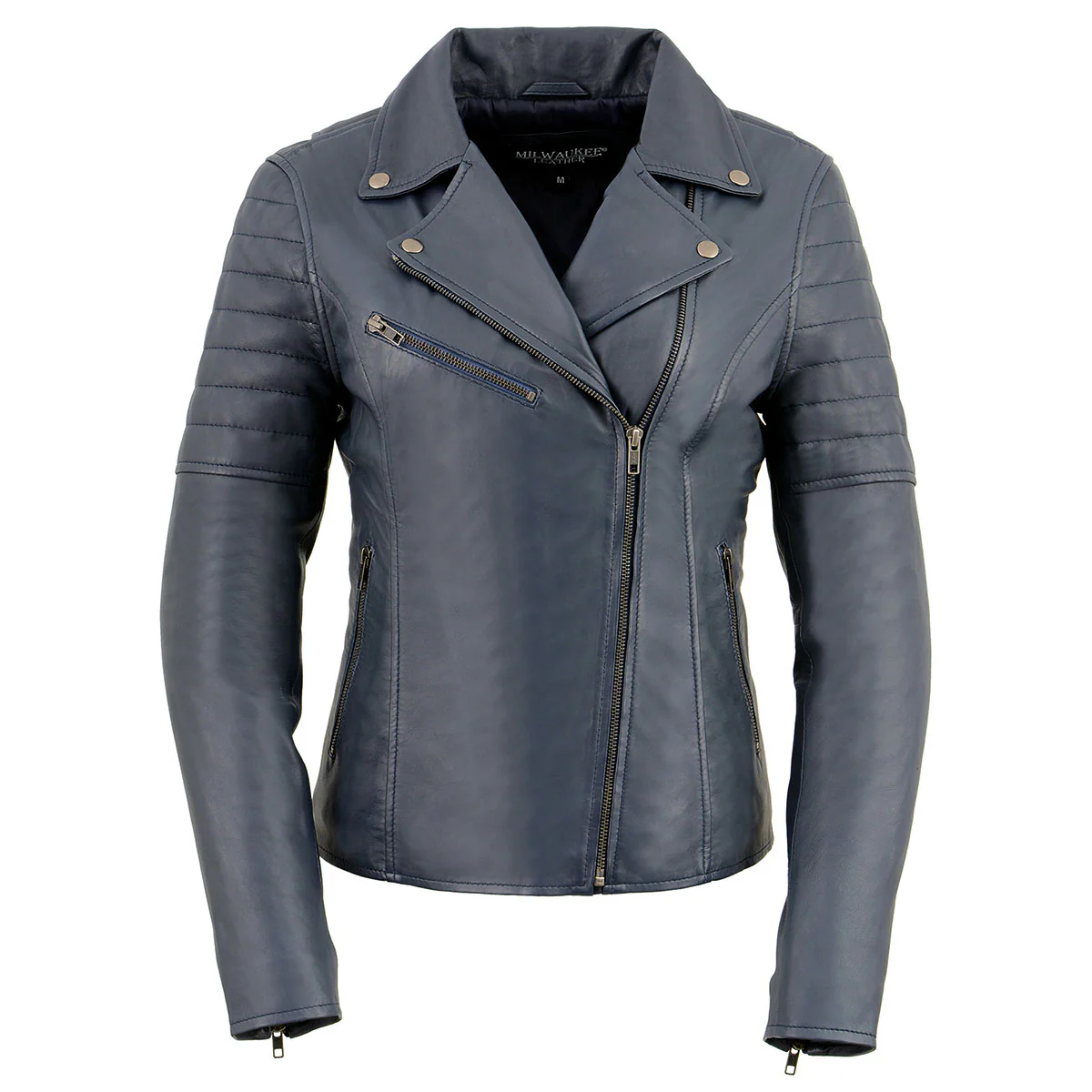 Milwaukee Leather Women's Duchess Blue Motorcycle Style Fashion Casual Leather Jacket SFL2870 7 Milwaukee Leather Women's Duchess Blue Motorcycle Style Fashion Casual Leather Jacket SFL2870